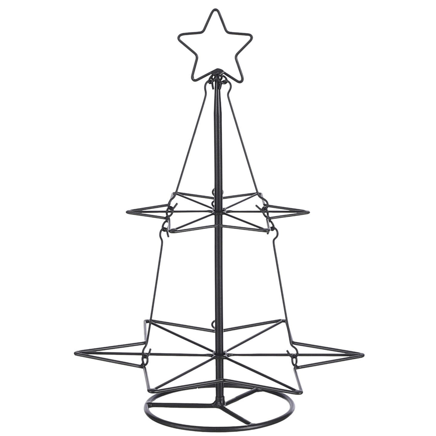 Metalen decoratie kerstboom zwart 40 cm kerstballen standaard/rekje -