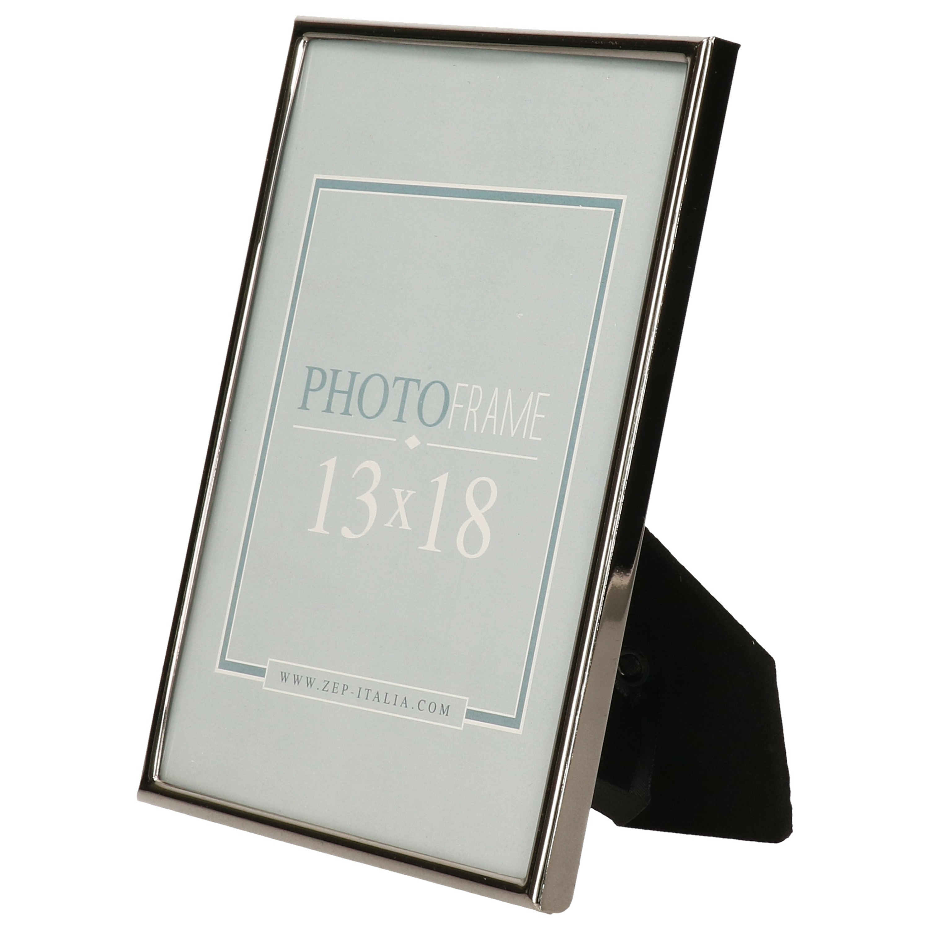 Metalen fotolijst zilver-zwart geschikt voor een foto van 13 x 18 cm