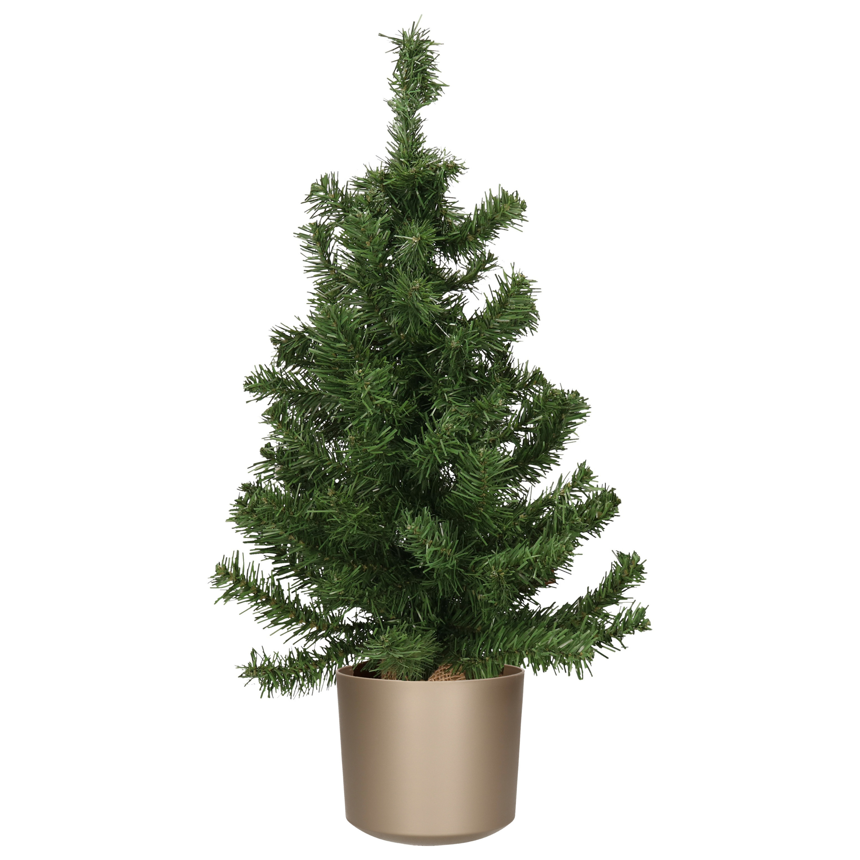 Mini kerstboom groen in kunststof pot grijs 75 cm kunstboom