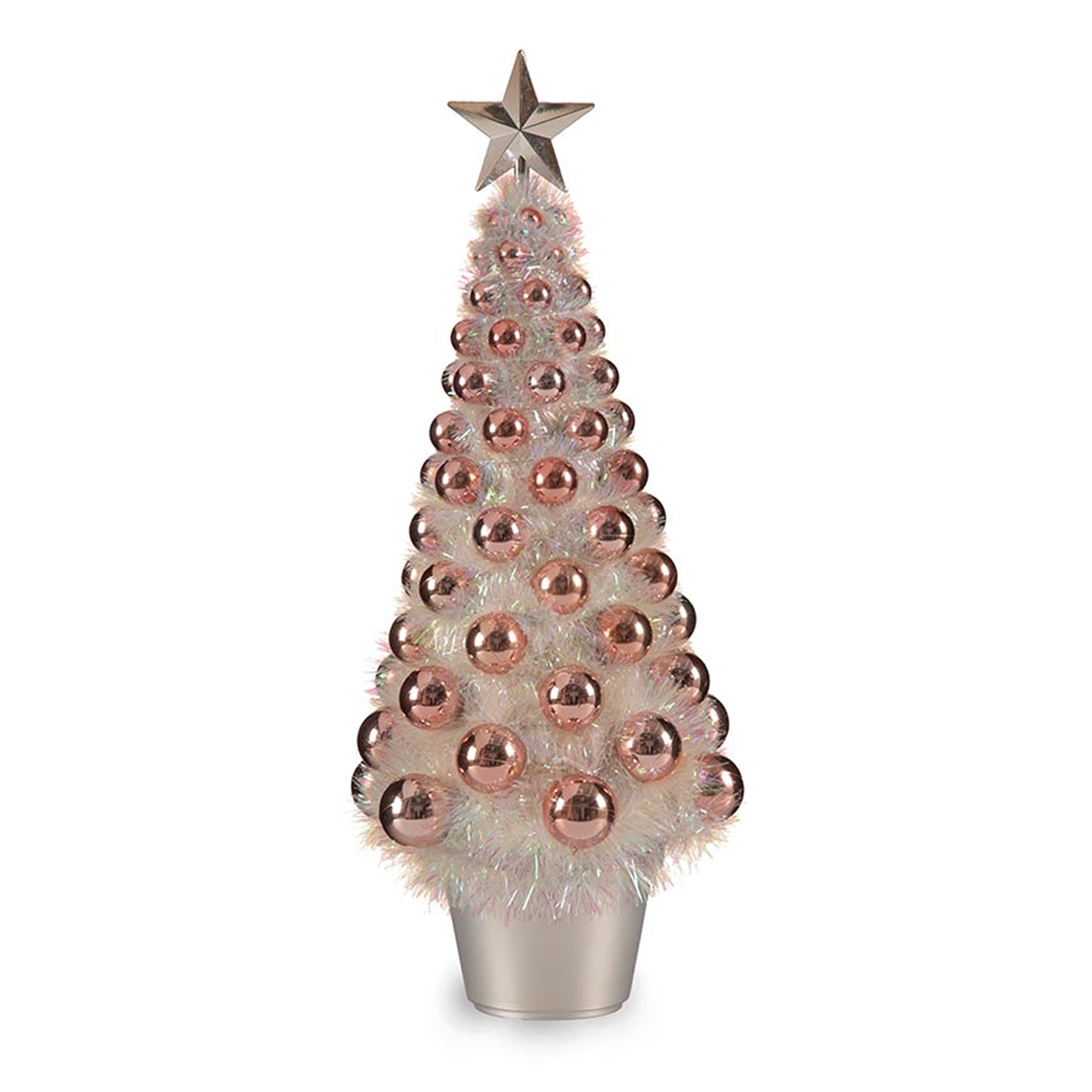Mini kunst kerstboom-kunstboom roze incl. kerstballen 37,5 cm kunststof
