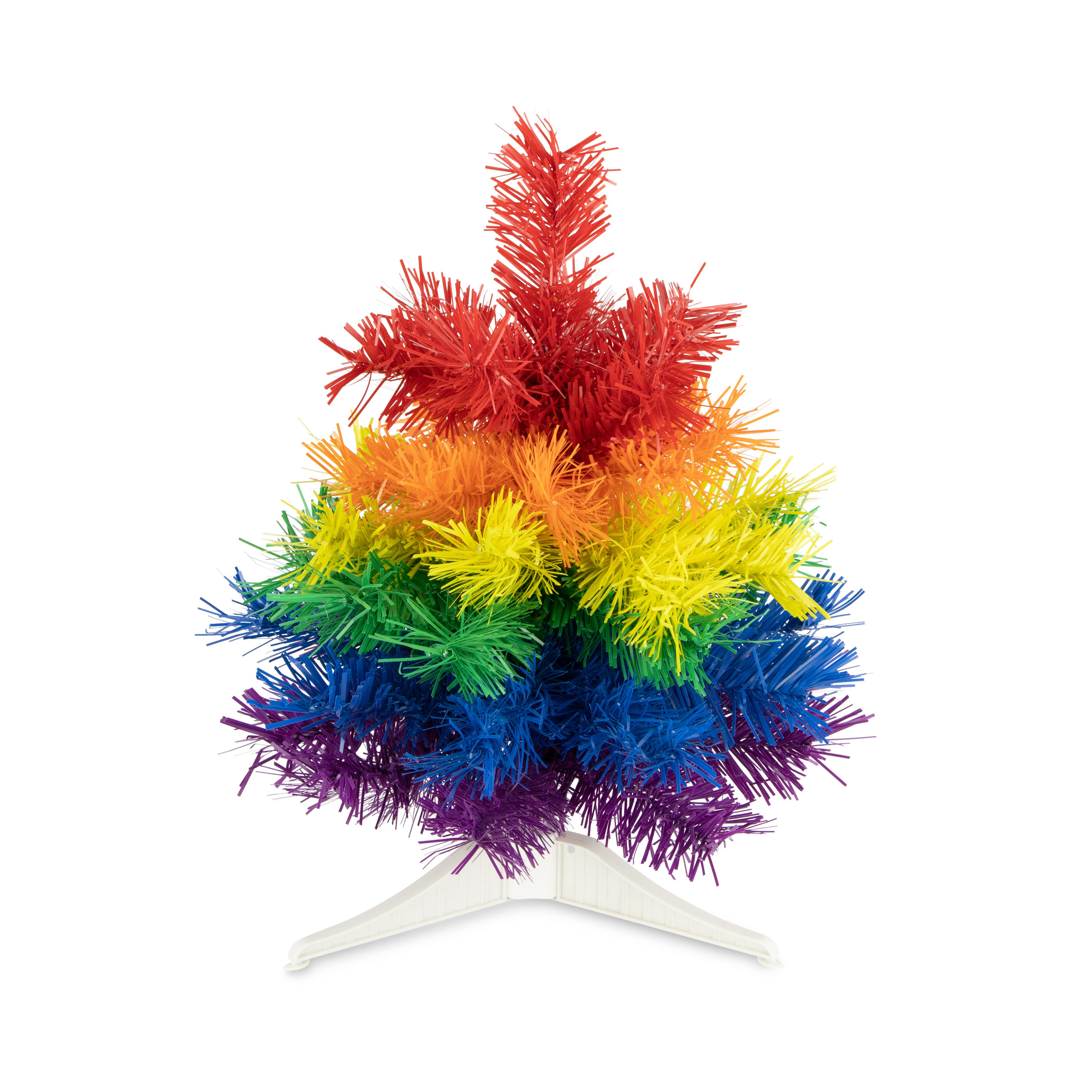 Mini kunst kerstboom regenboog H30 cm kunststof gekleurd miniboompje