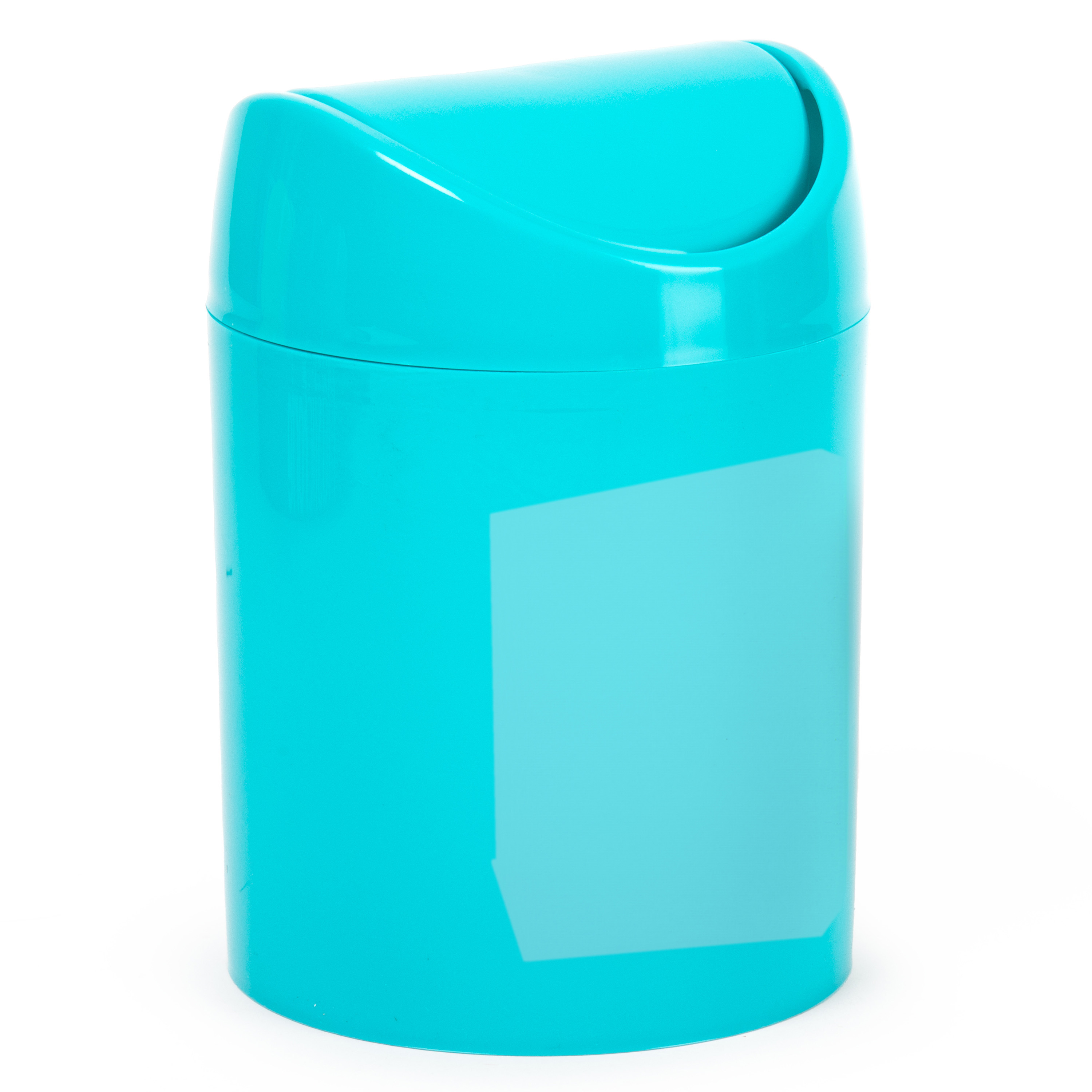 Mini prullenbakje blauw kunststof met klepdeksel keuken aanrecht-tafel model 1,4 Liter