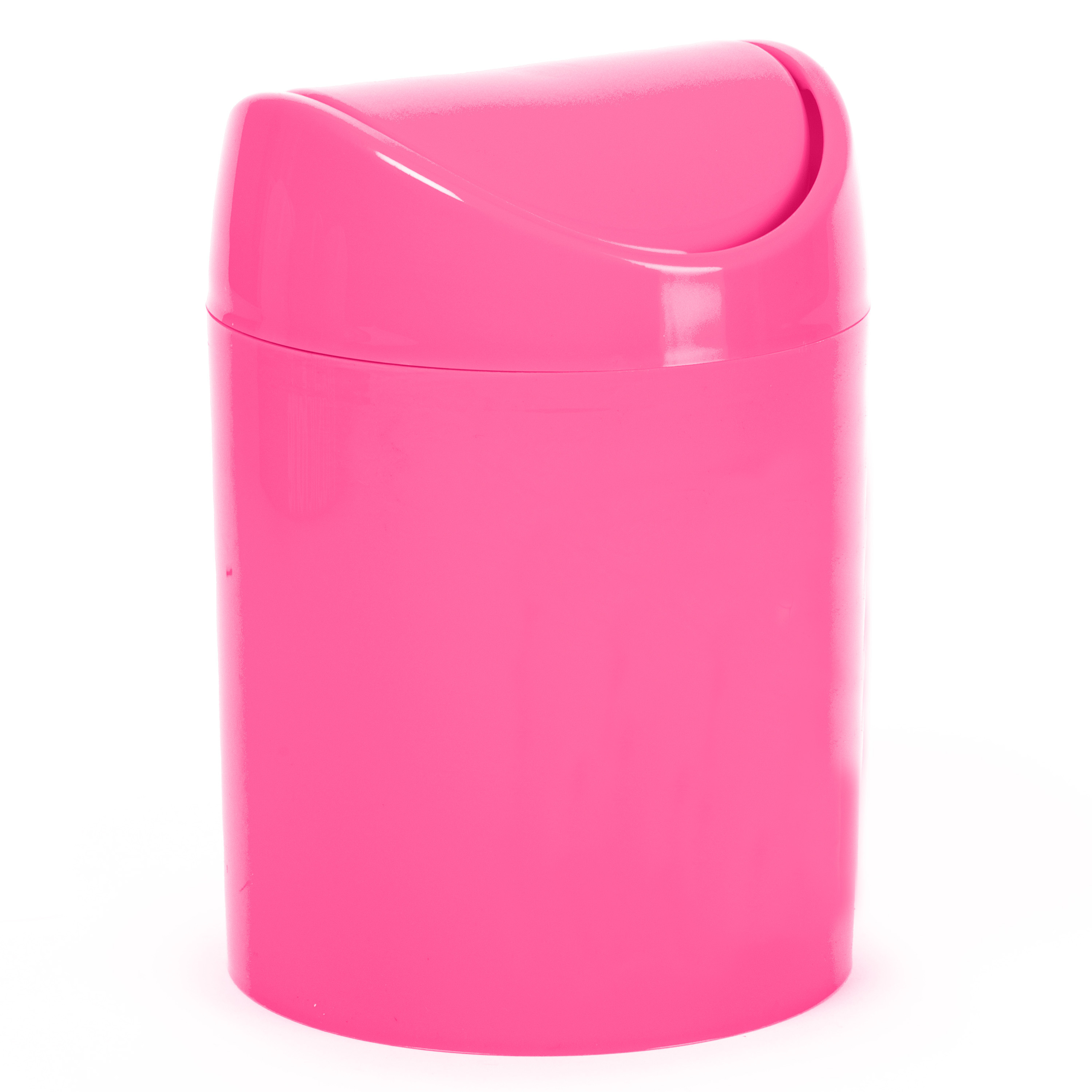 Mini prullenbakje fuchsia roze kunststof met klepdeksel keuken aanrecht-tafel model 1,4 L