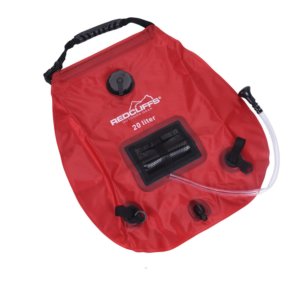 Mobiele camping douche waterzak 20 liter rood