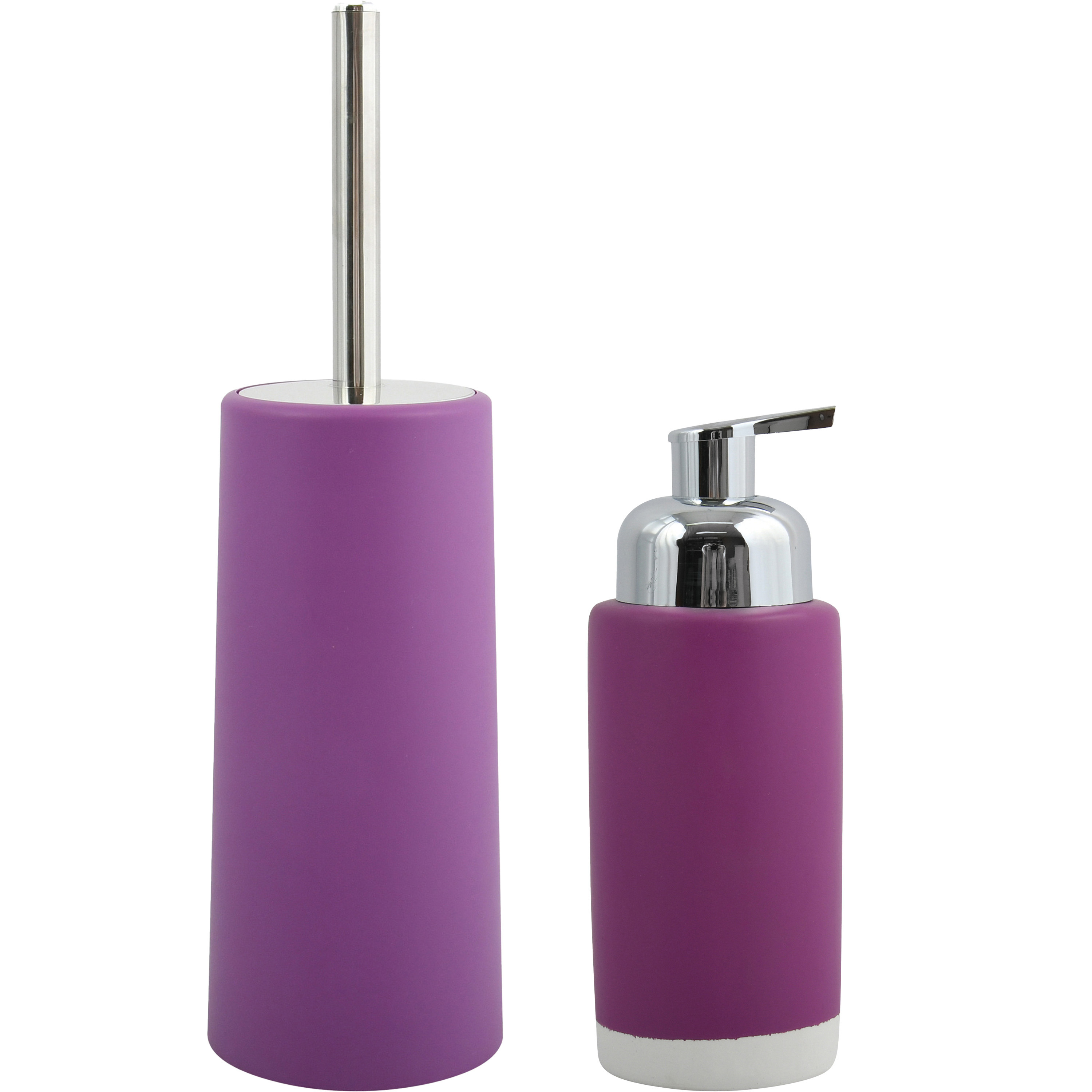 MSV Badkamer accessoires set paars zeeppompje-toilet-wc-borstel