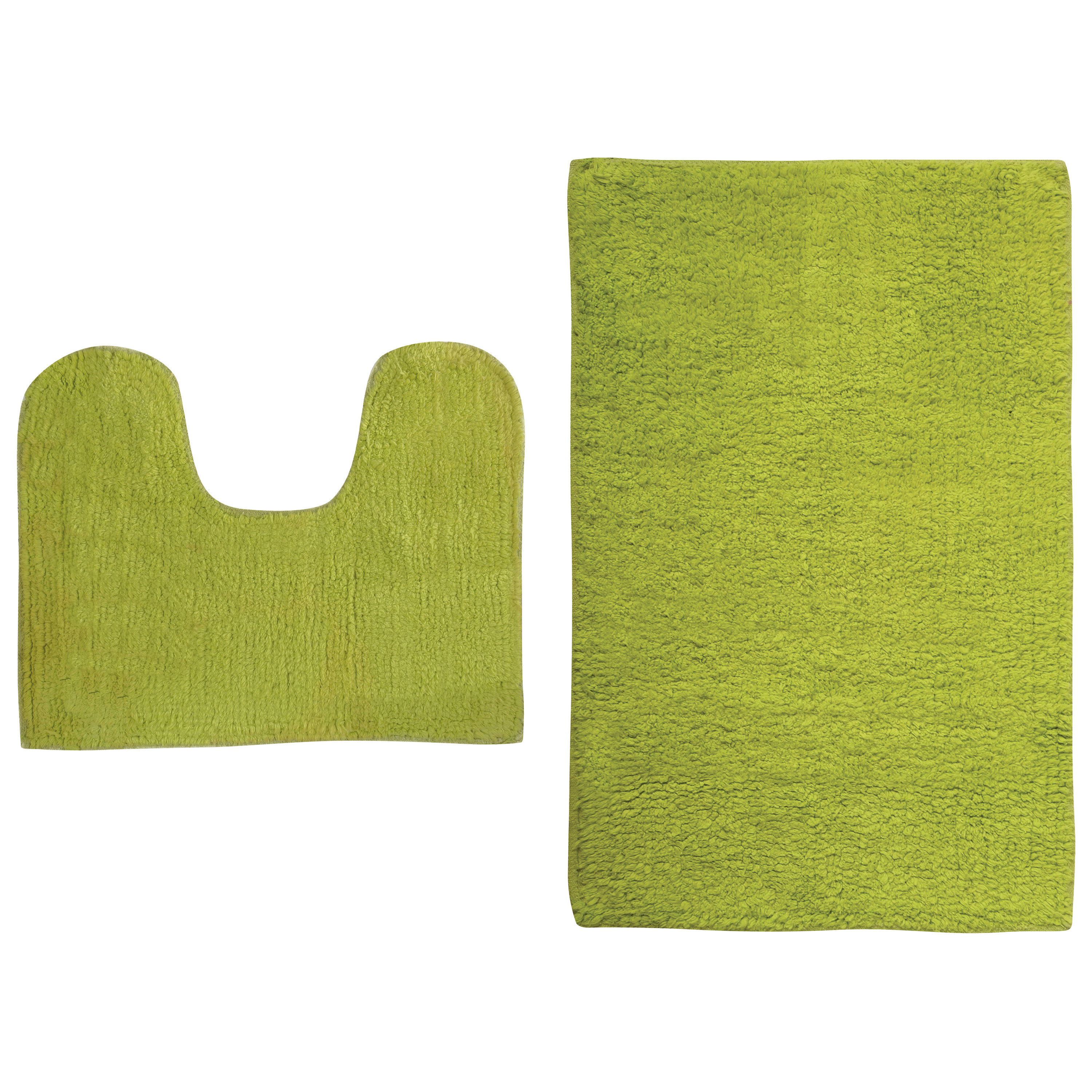 MSV Badkamerkleedje-badmatten set voor op de vloer lime-appel groen 45 x 70 cm-45 x 35 cm