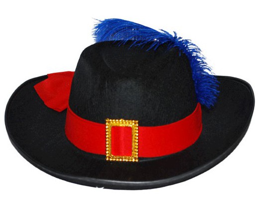 Musketiers verkleed hoed met rode band en veer volwassenen
