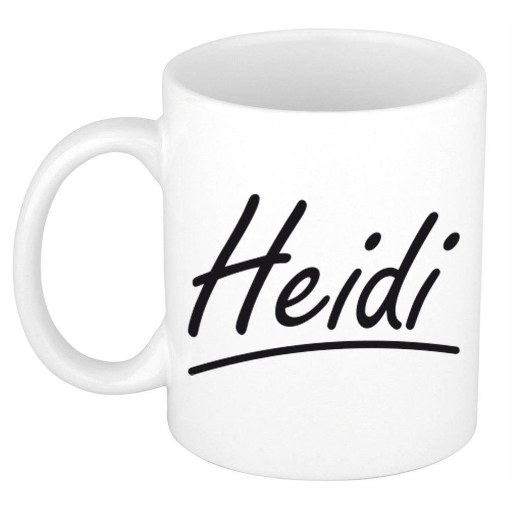 Naam cadeau mok-beker Heidi met sierlijke letters 300 ml