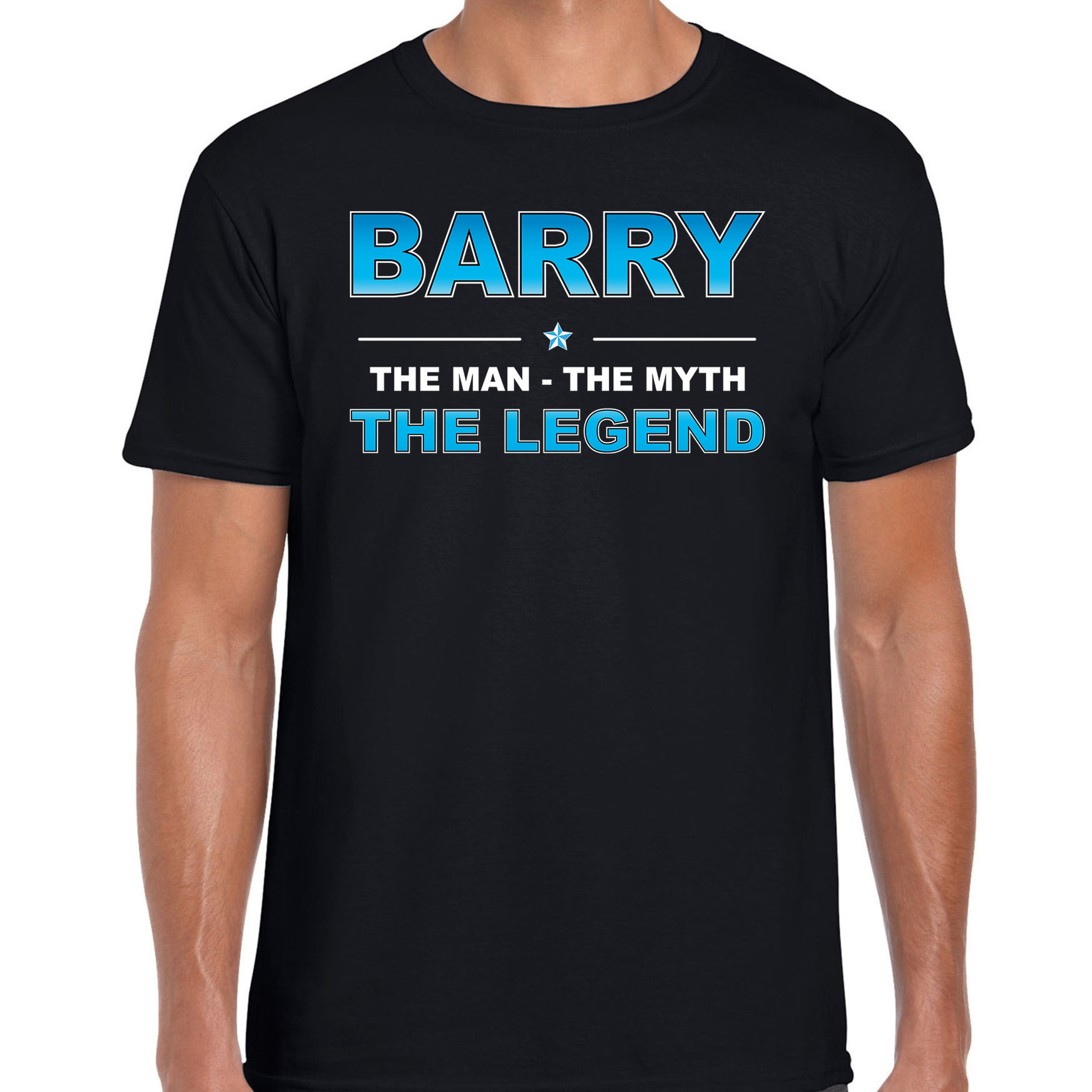 Naam cadeau t-shirt Barry - the legend zwart voor heren
