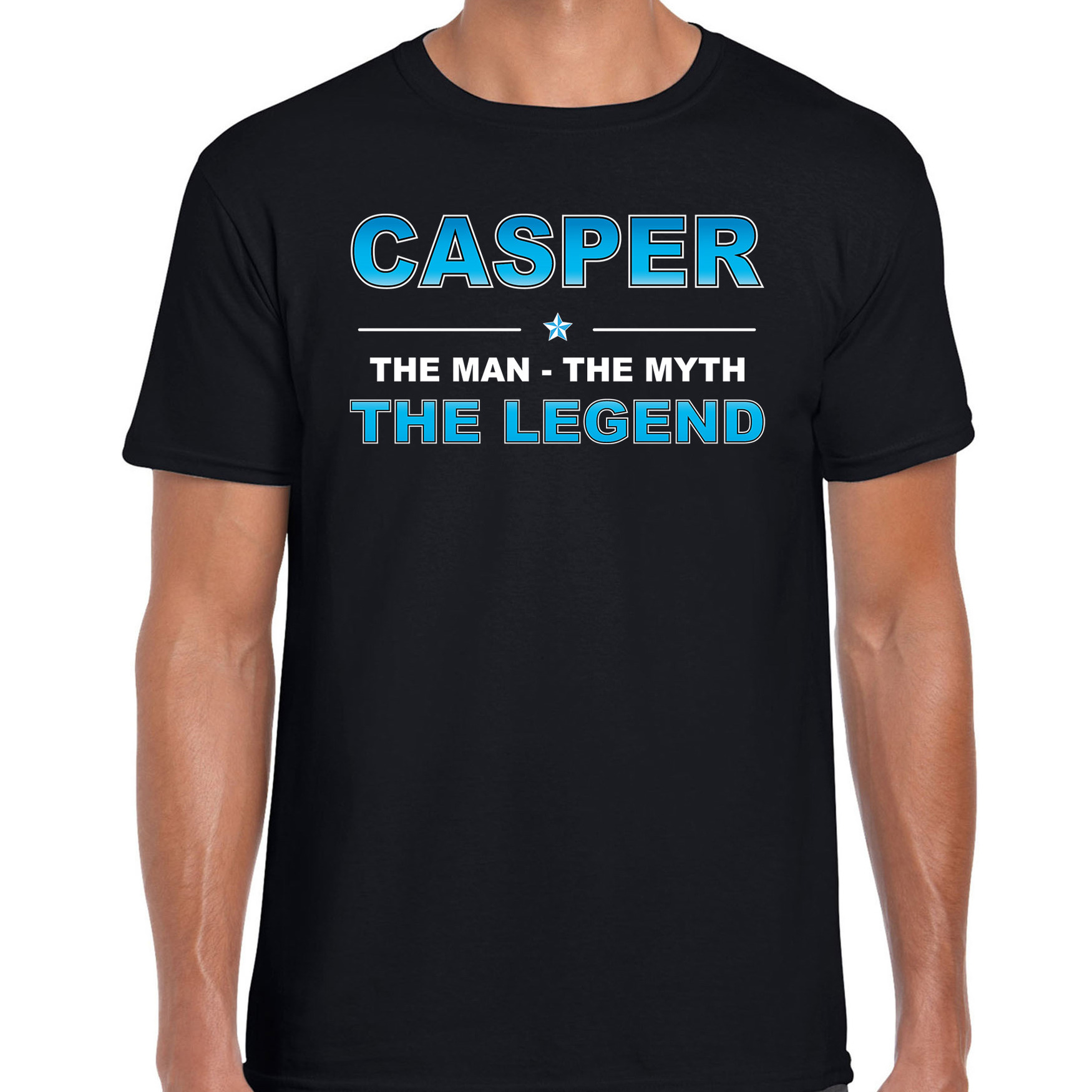 Naam cadeau t-shirt Casper - the legend zwart voor heren