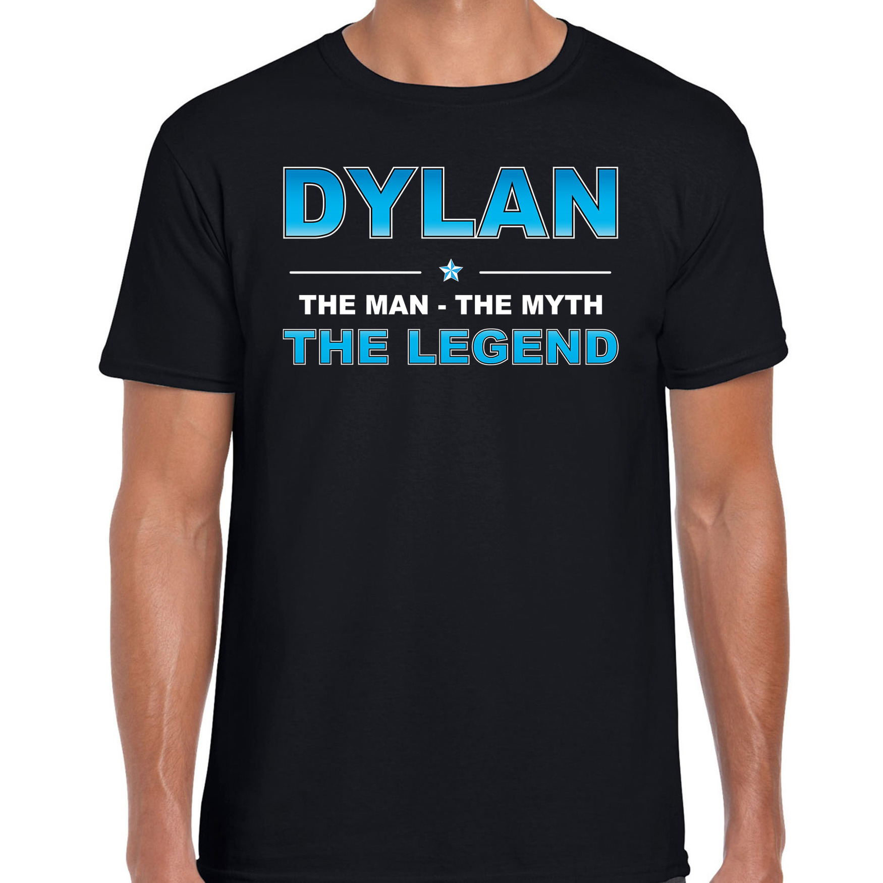 Naam cadeau t-shirt Dylan - the legend zwart voor heren