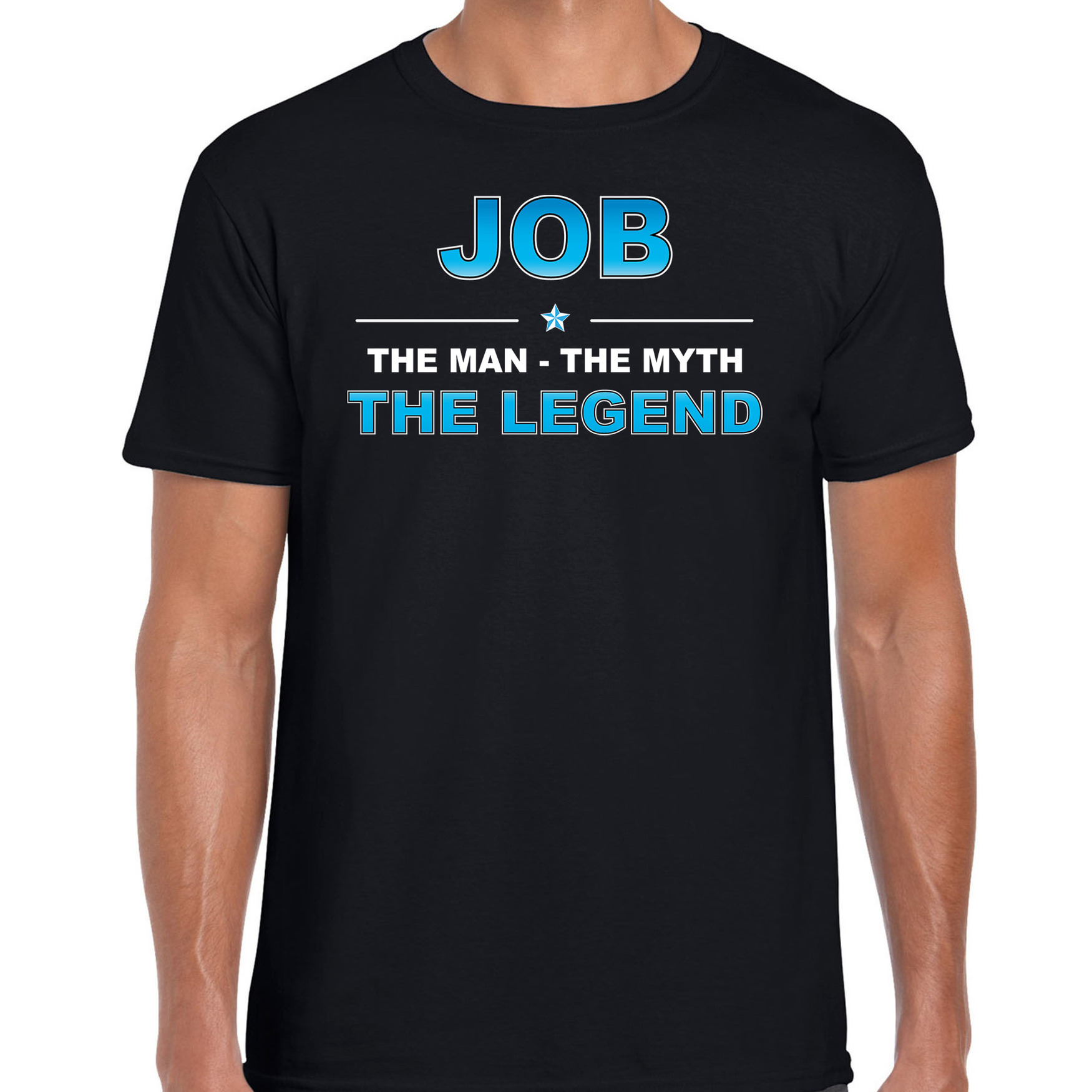 Naam cadeau t-shirt Job the legend zwart voor heren
