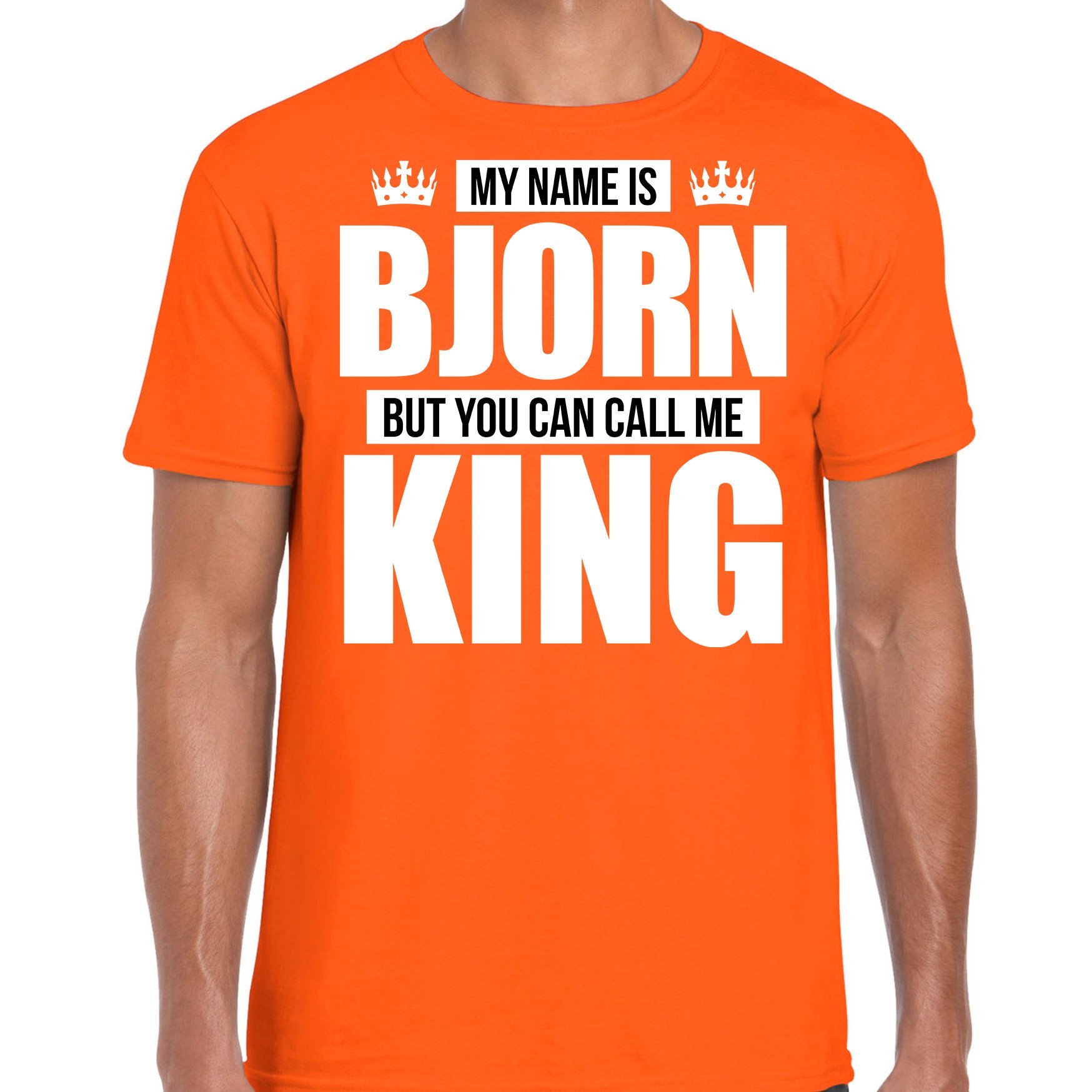 Naam cadeau t-shirt my name is Bjorn - but you can call me King oranje voor heren