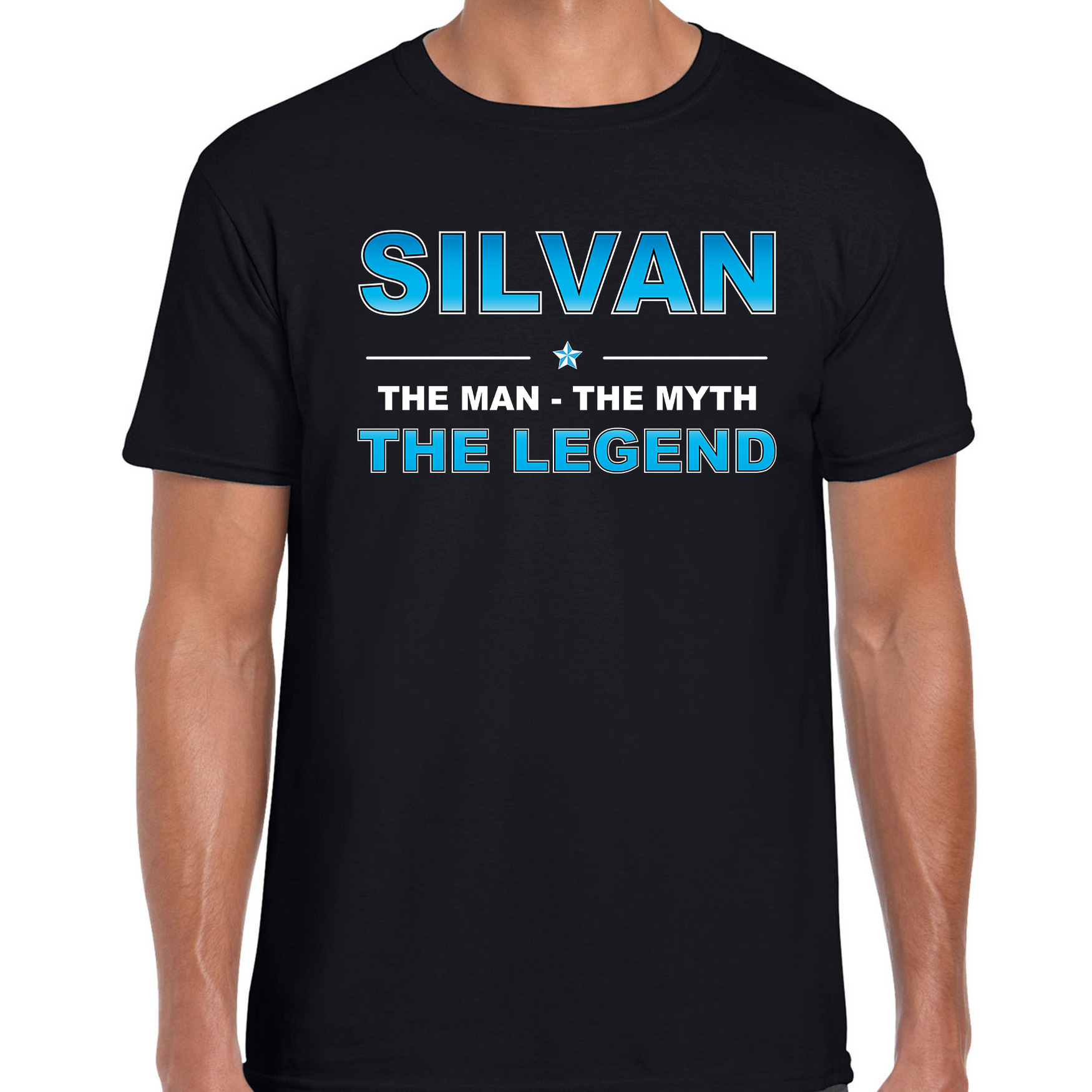 Naam cadeau t-shirt Silvan - the legend zwart voor heren