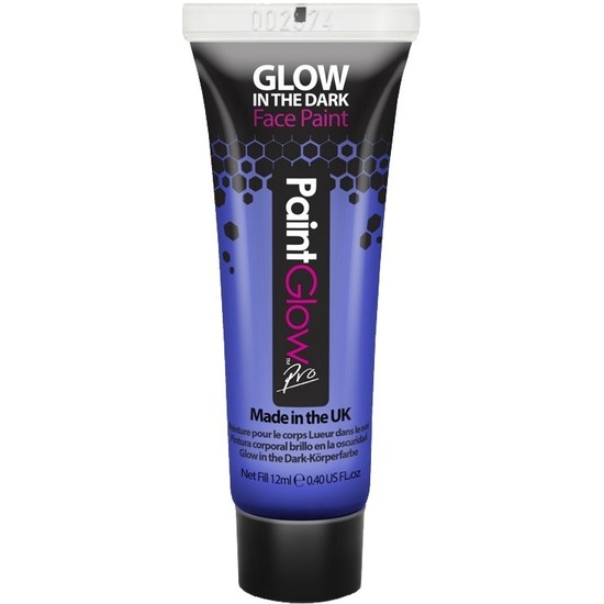 Neon blauwe Glow in the Dark schmink/make-up tube 12 ml