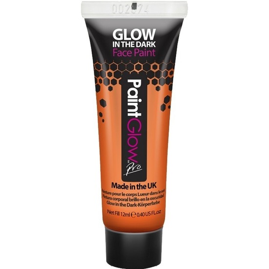 Neon oranje Glow in the Dark schmink/make-up tube 12 ml