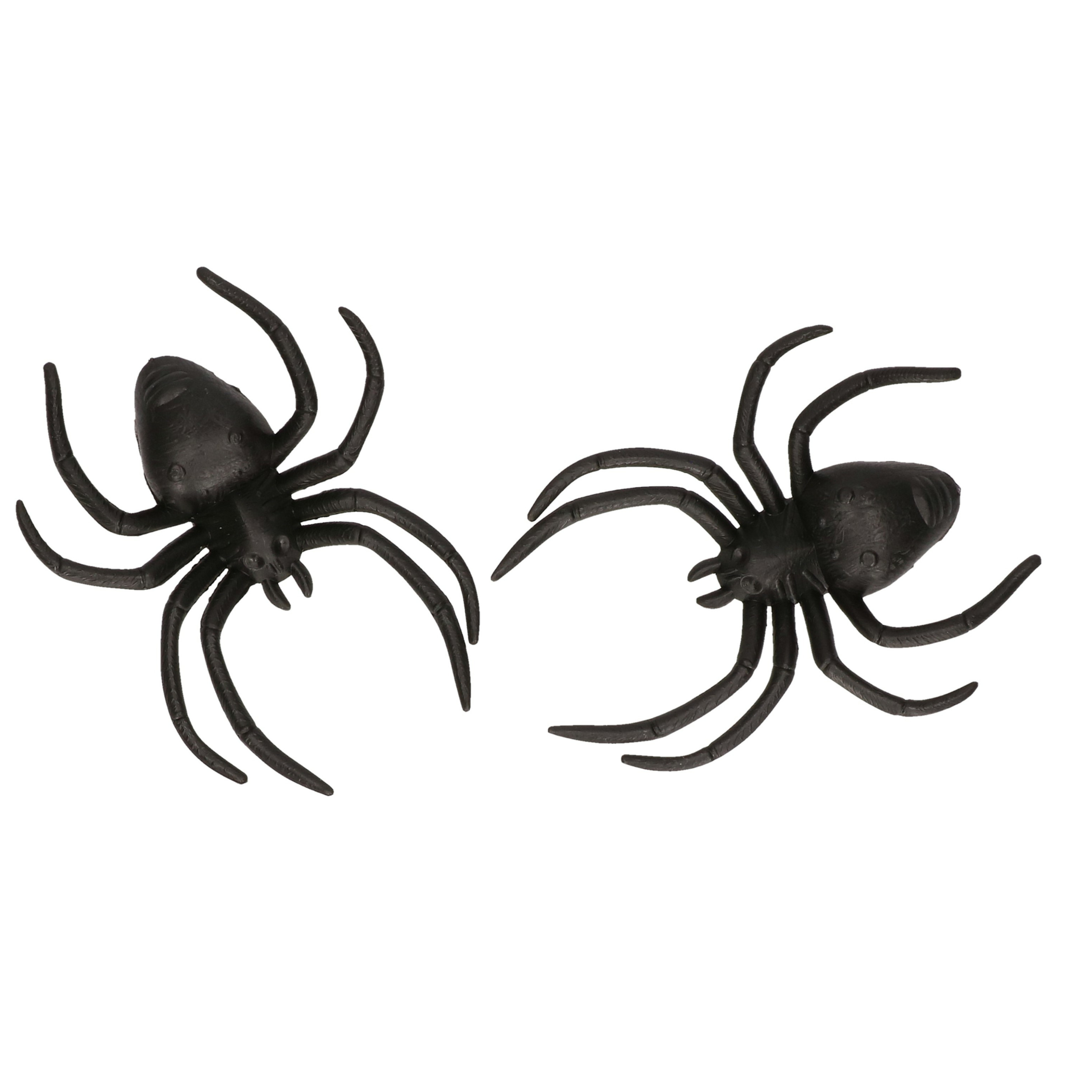 Nep spinnen/spinnetjes 12 cm - zwart - 2x stuks - Horror/griezel thema decoratie beestjes
