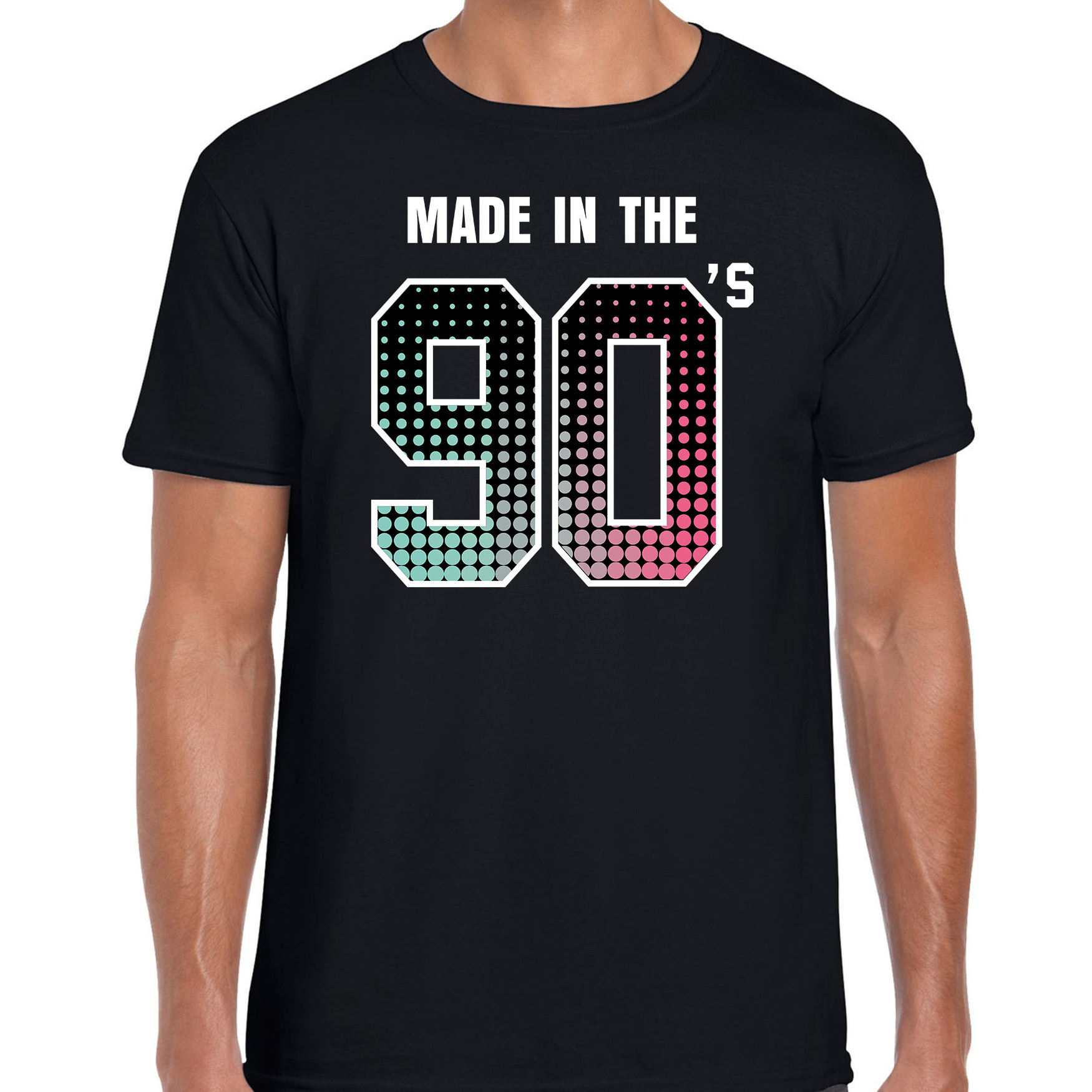 Nineties t-shirt made in the 90s-geboren in de jaren 90 zwart voor heren