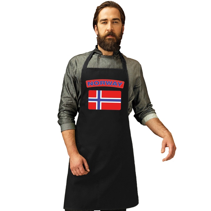 Noorwegen vlag barbecueschort/ keukenschort zwart volwassenen -