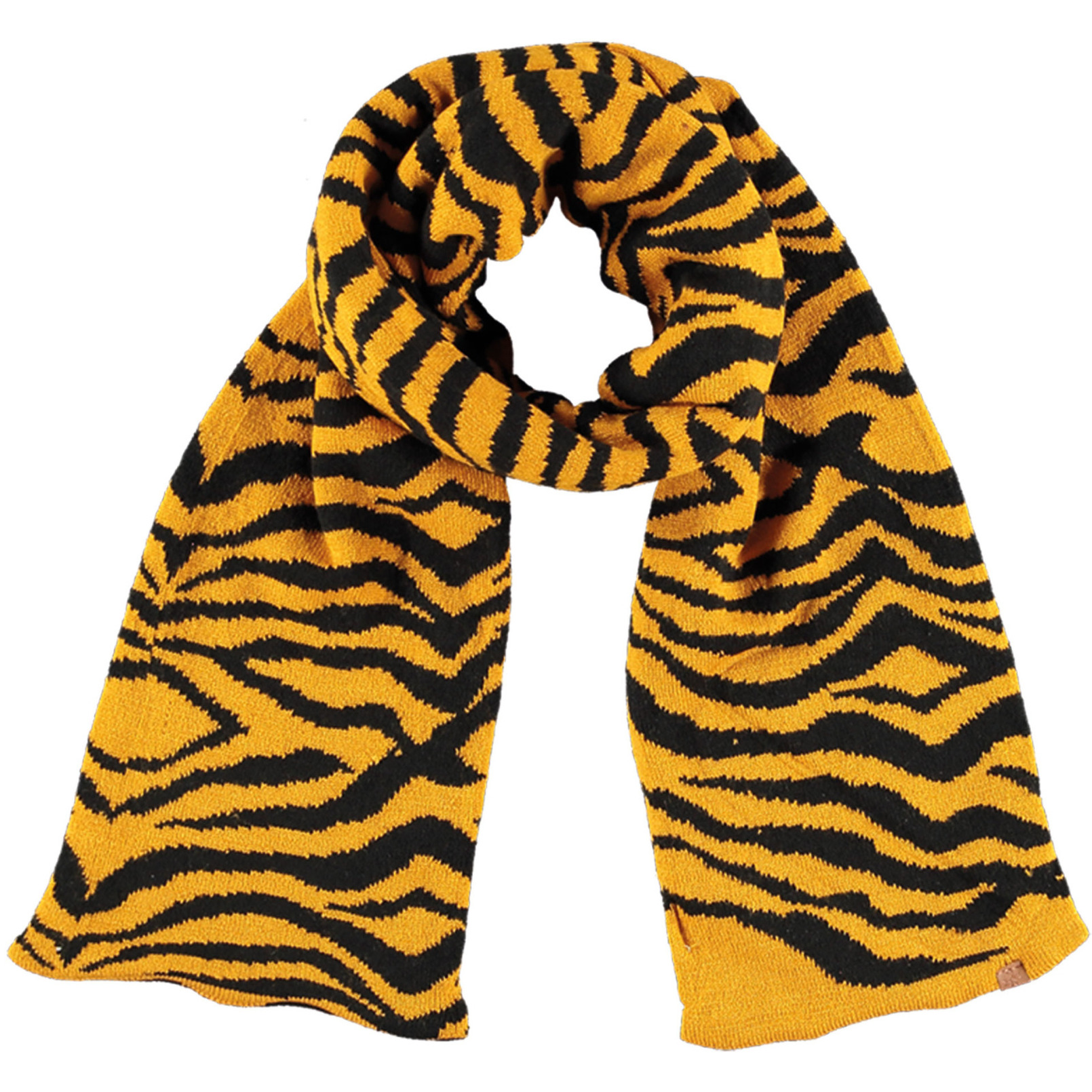 Okergele/zwarte tijger/zebra strepen patroon sjaal/shawl voor meisjes -