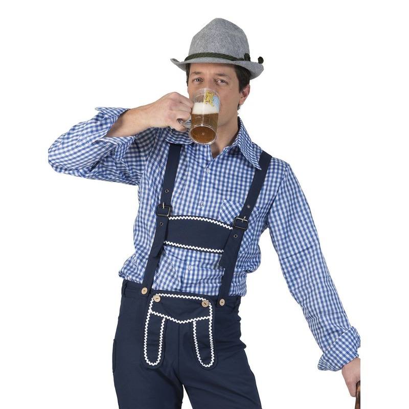 Oktoberfest - Blauw/wit geruit tiroler verkleed overhemd voor heren