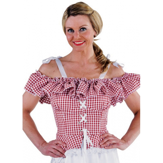 Oktoberfest - Tiroler blouse Carmen rood geruit