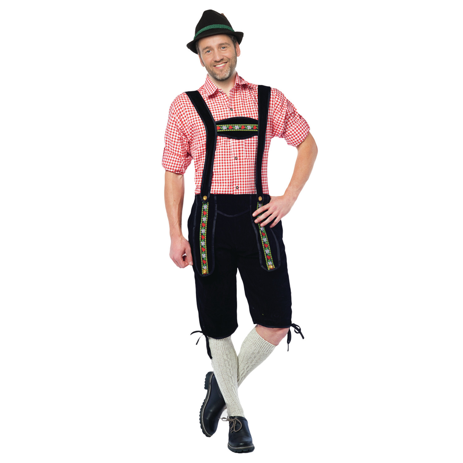 Oktoberfest - Zwarte lange Tiroler lederhosen verkleed kostuum voor heren