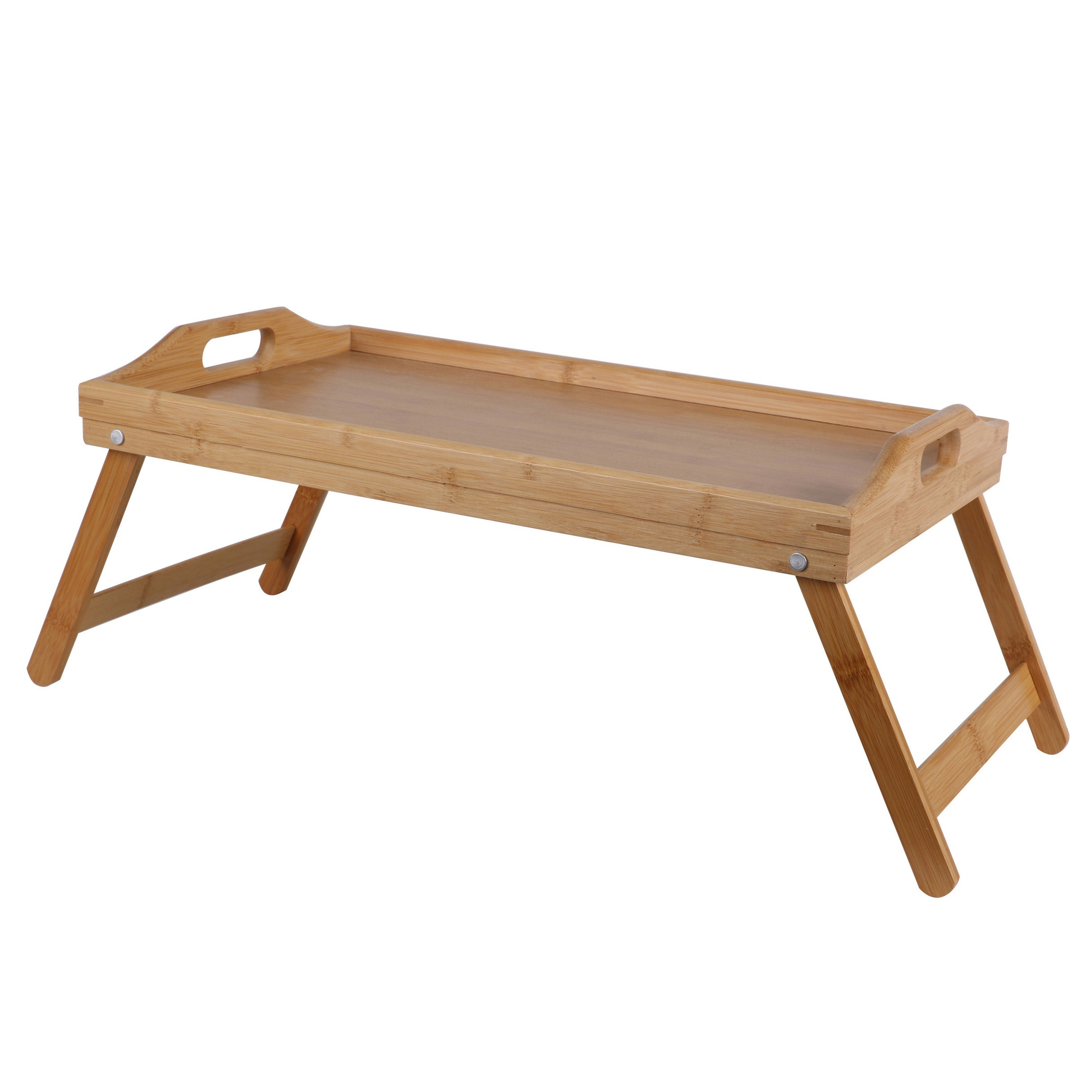 Afbeelding van Ontbijt op bed/laptop tafeltje/dienblad op pootjes - 53 x 33 x 21 cm - bamboe hout - serveer tray