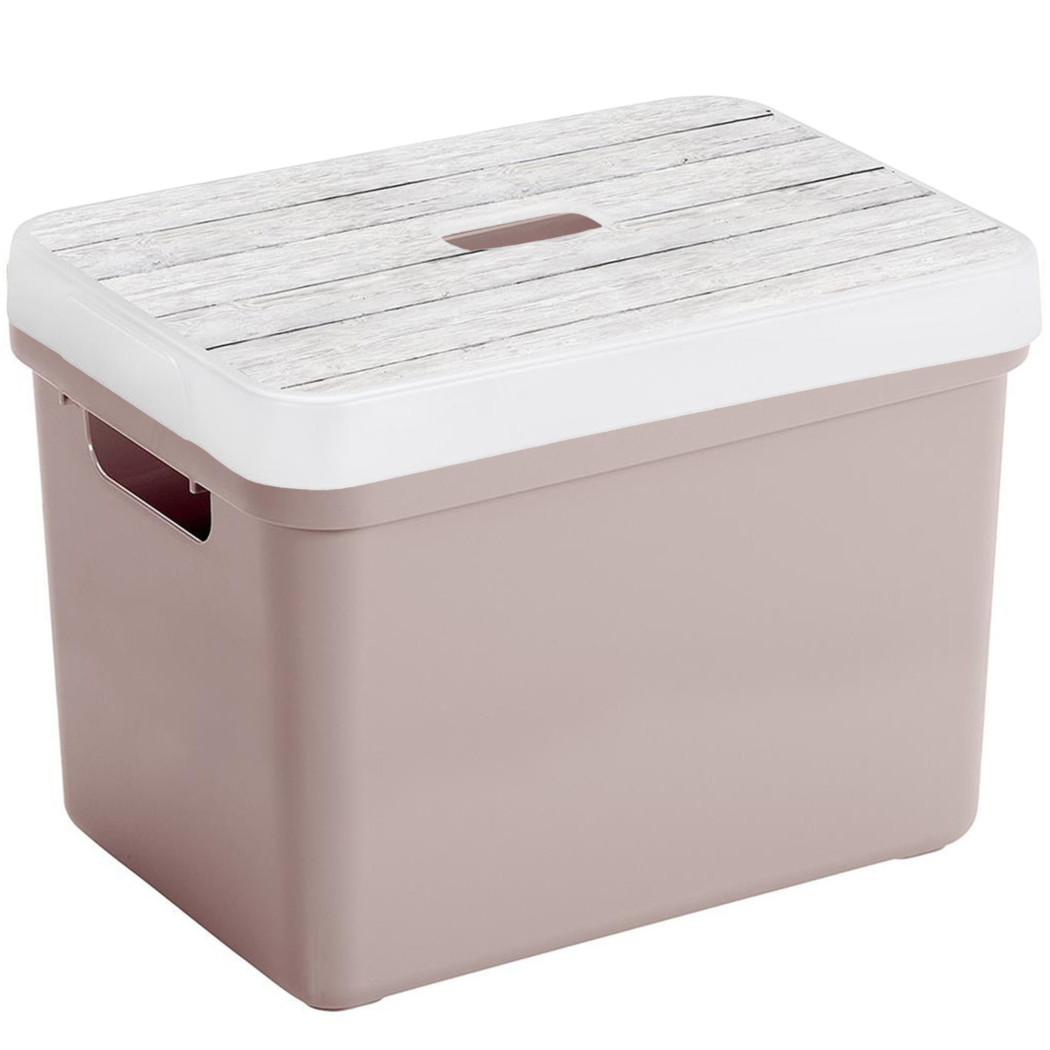 Opbergbox-mand oud roze 18 liter kunststof met deksel