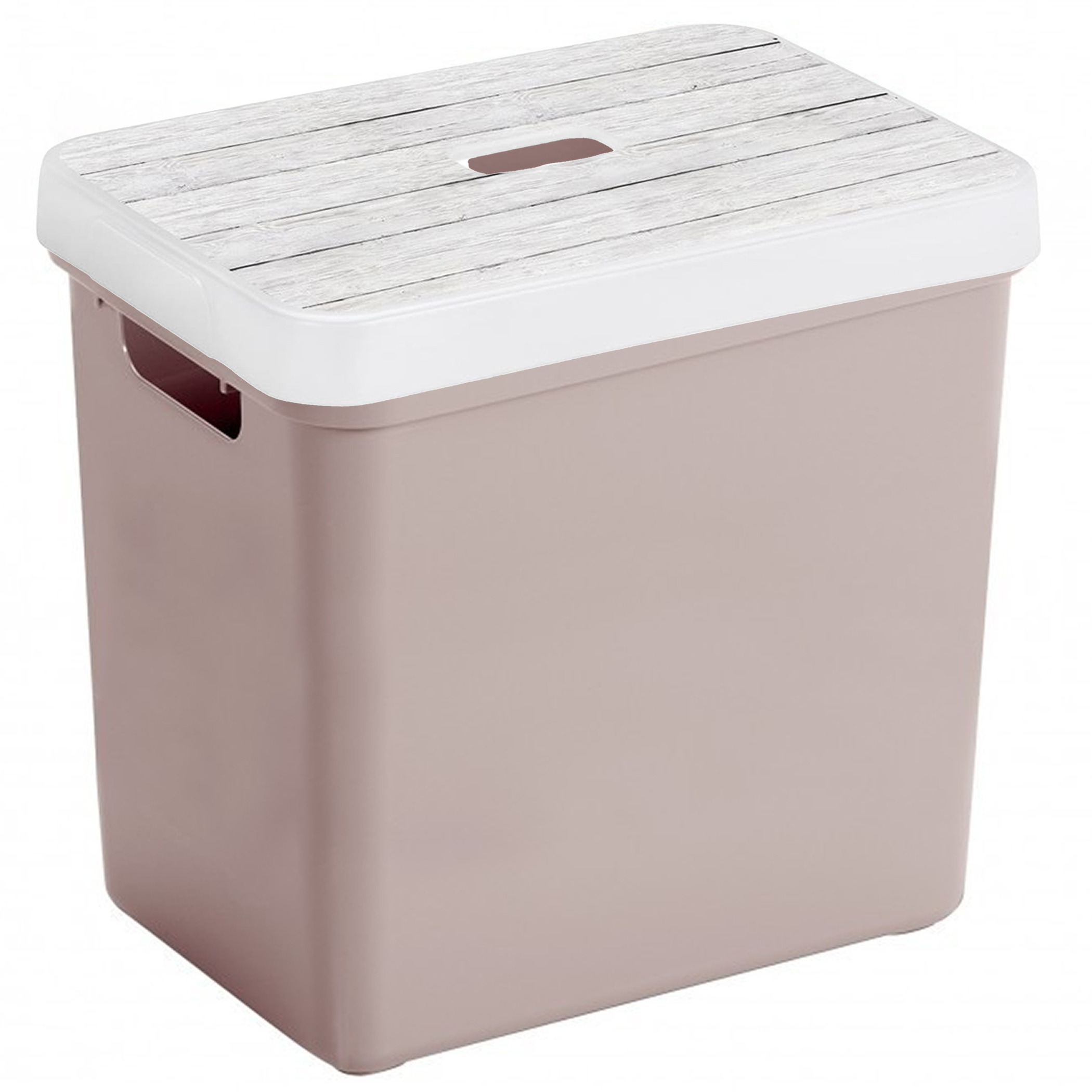 Opbergbox-mand oudroze 25 liter kunststof met deksel