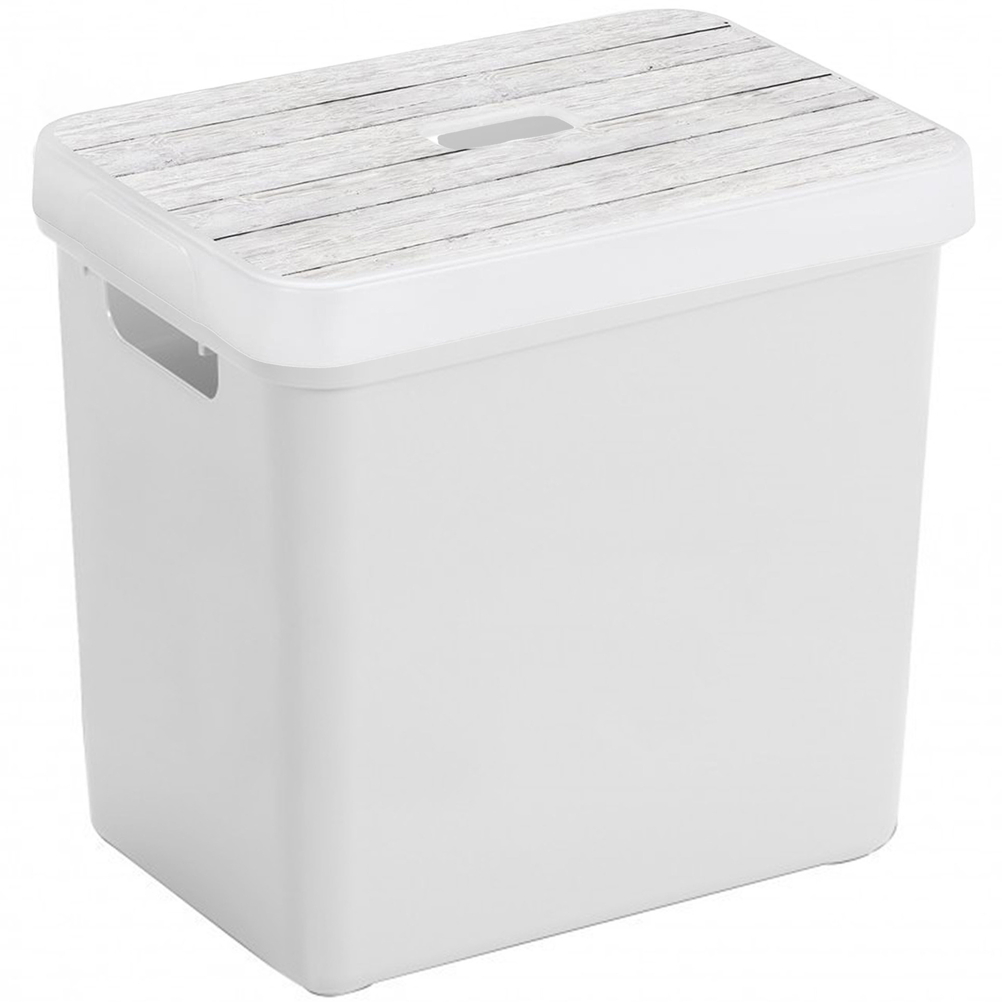 Opbergbox-mand wit 25 liter kunststof met deksel