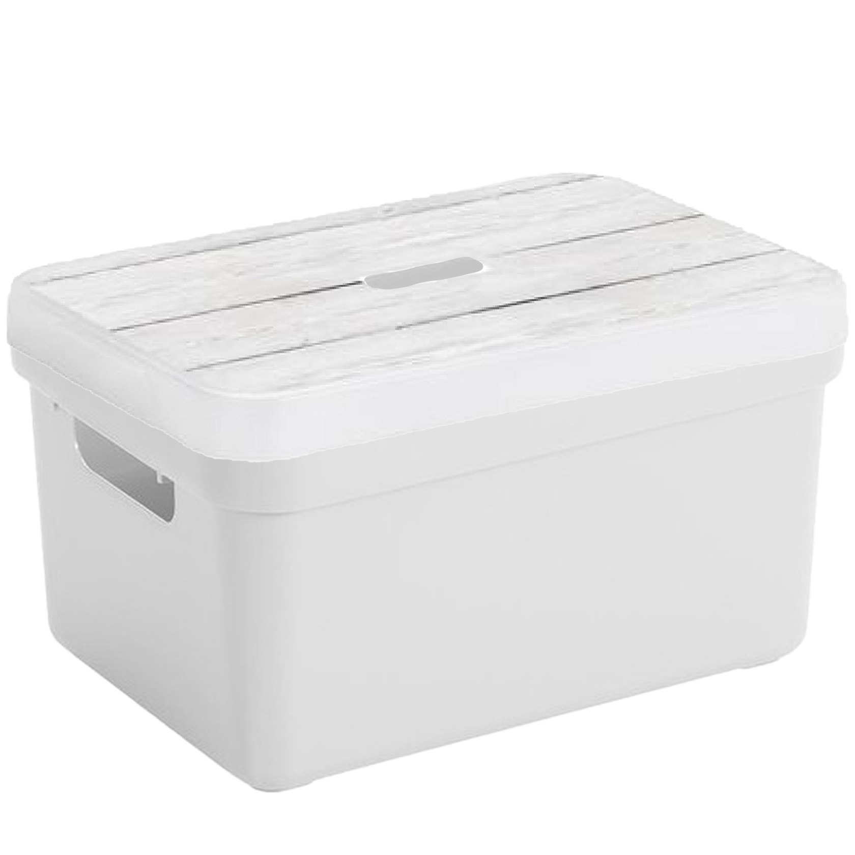 Opbergbox-mand wit 5 liter kunststof met deksel