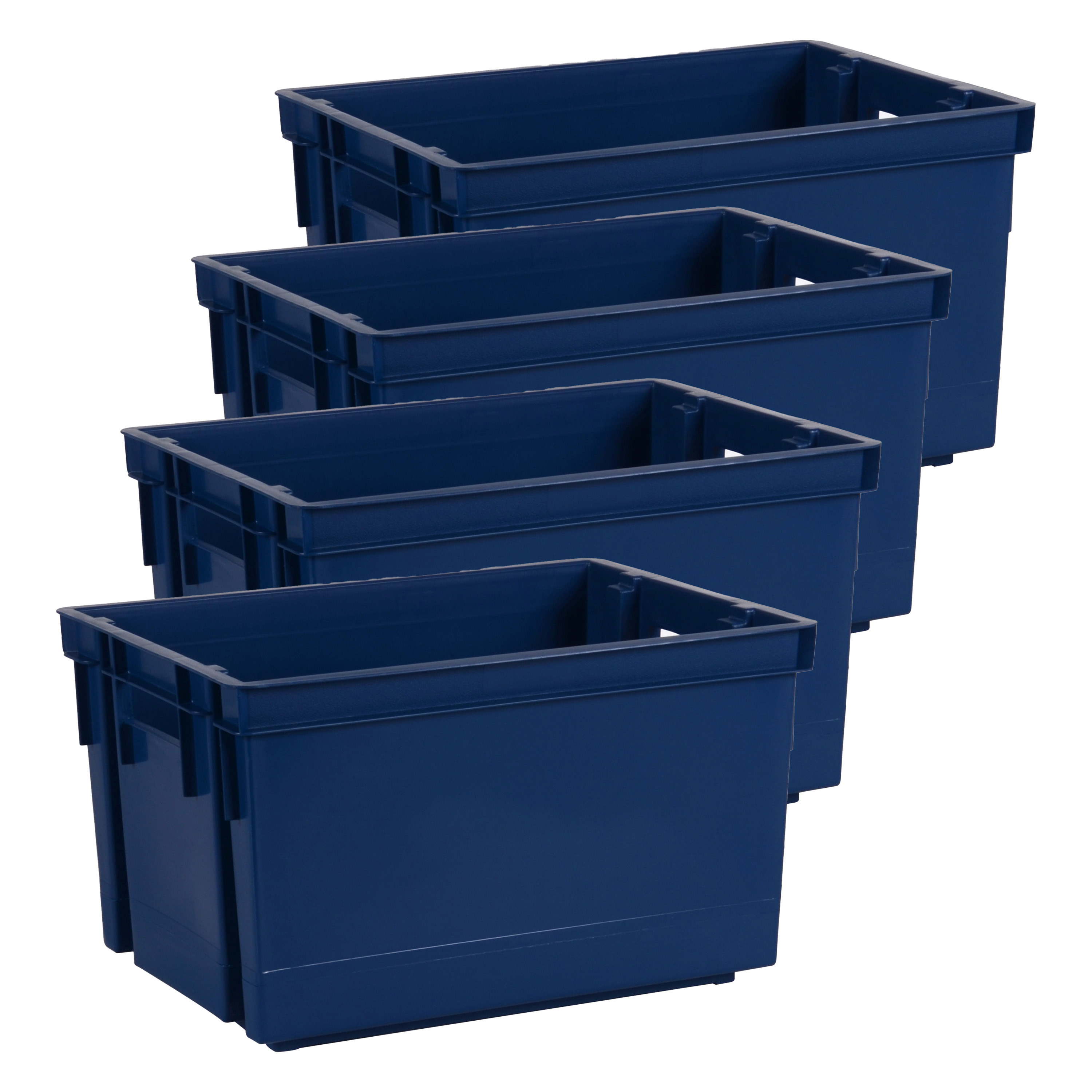 Opbergbox-opbergkrat 20 L 12x blauw kunststof 39 x 29 x 23 cm stapelbaar-nestbaar