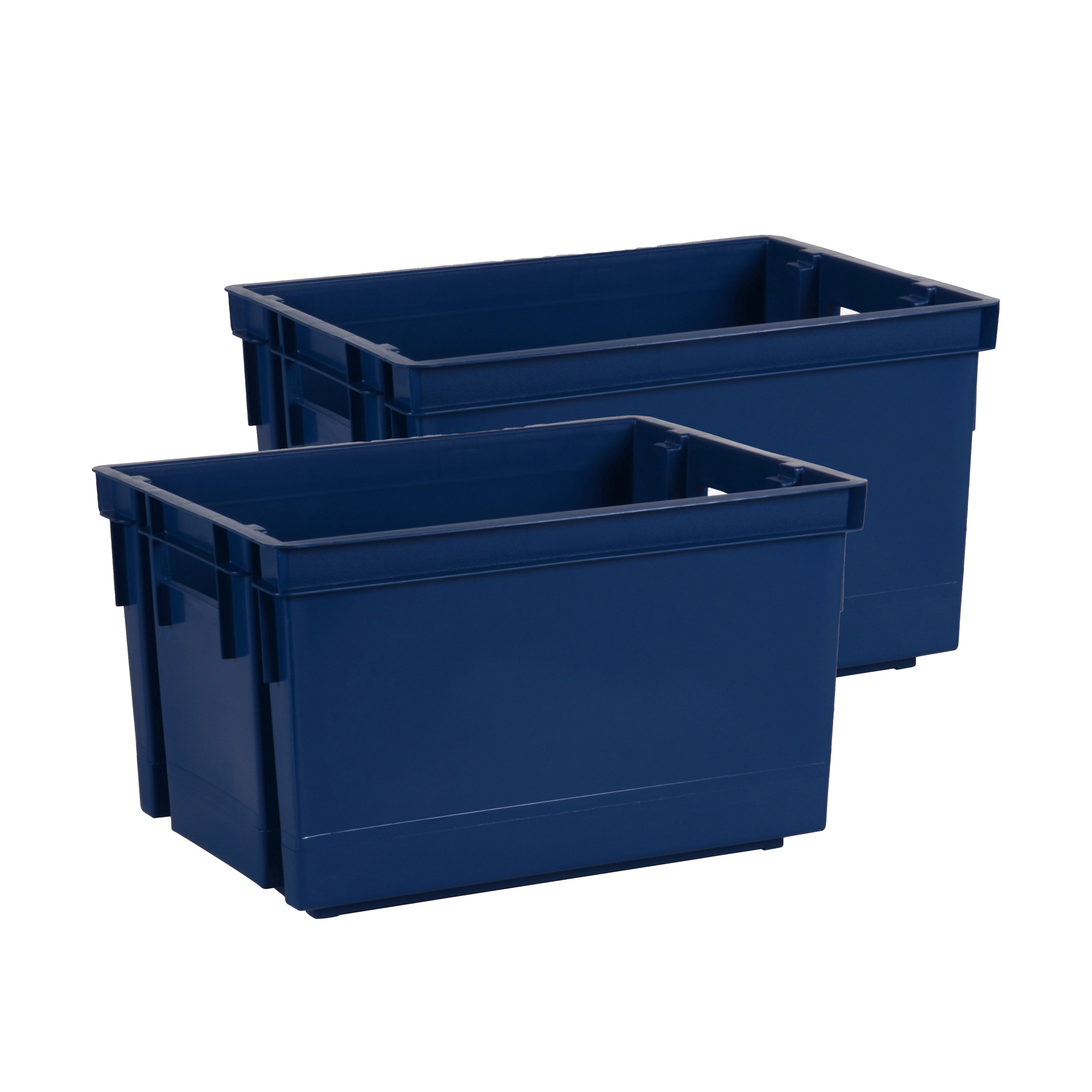 Opbergbox-opbergkrat 20 L 2x blauw kunststof 39 x 29 x 23 cm stapelbaar-nestbaar