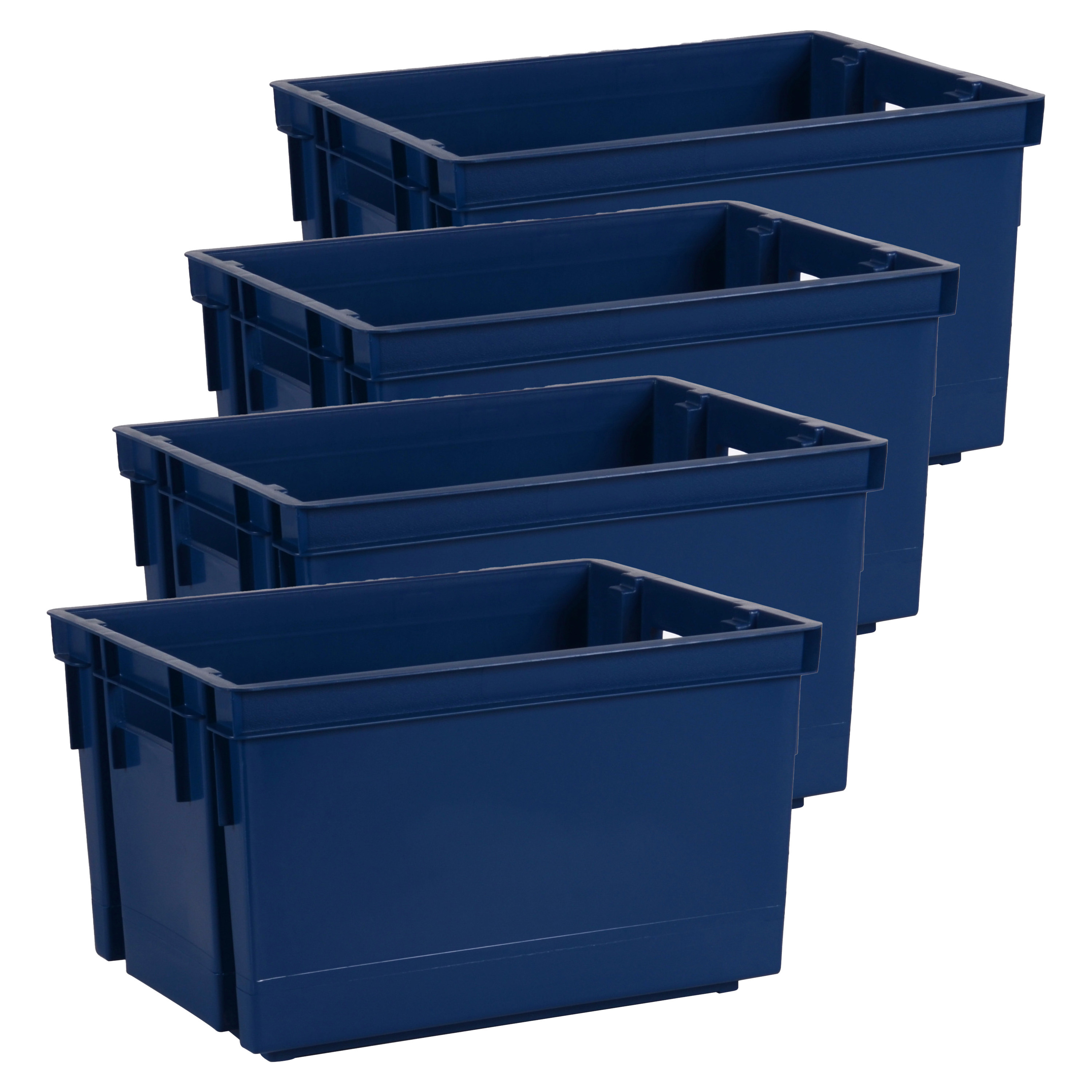 Opbergbox-opbergkrat 20 L 4x blauw kunststof 39 x 29 x 23 cm stapelbaar-nestbaar
