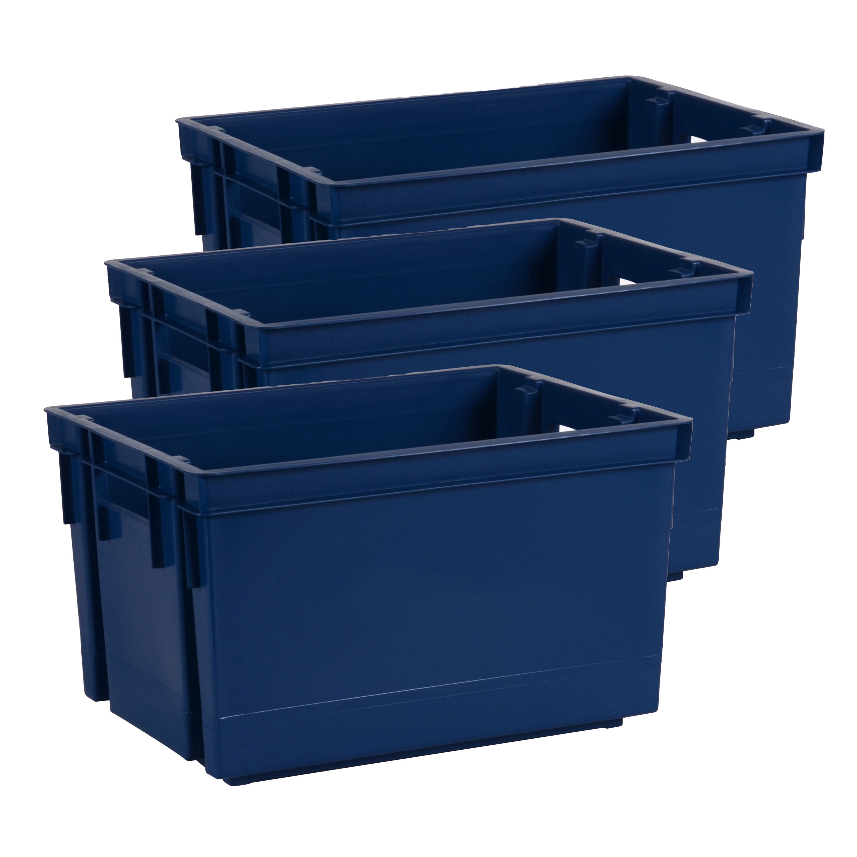Opbergbox-opbergkrat 20 L 6x blauw kunststof 39 x 29 x 23 cm stapelbaar-nestbaar