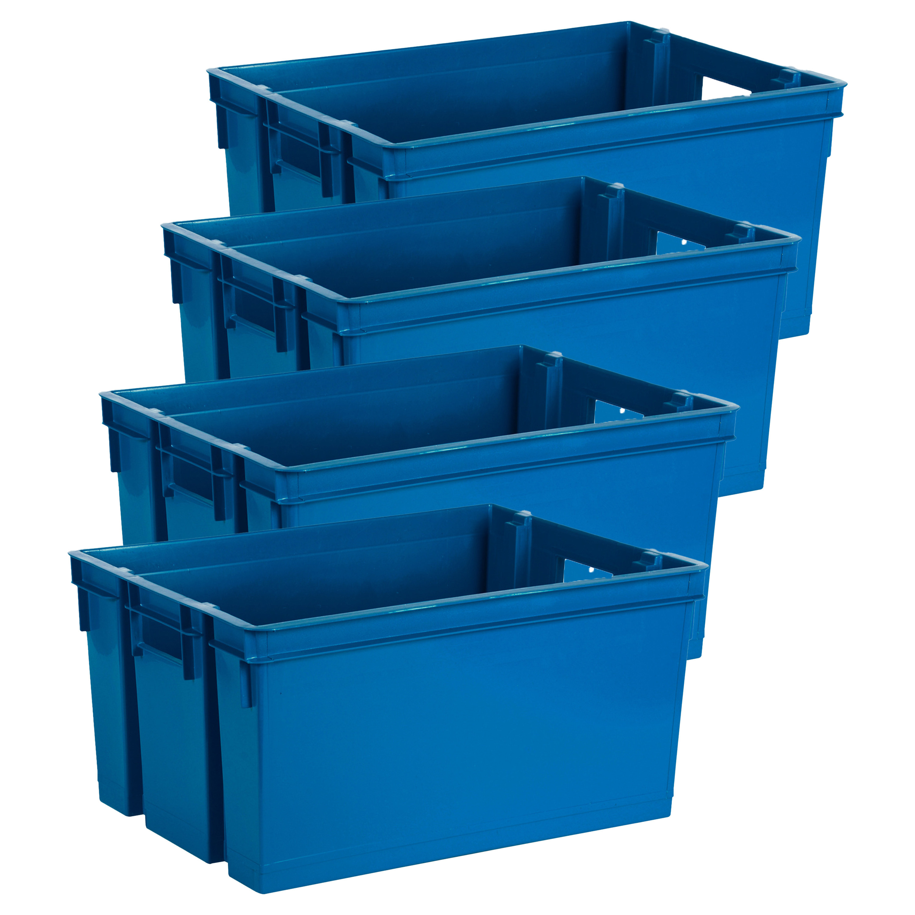 Opbergbox-opbergkrat 50 L 12x blauw kunststof 56 x 41 x 29 cm stapelbaar-nestbaar