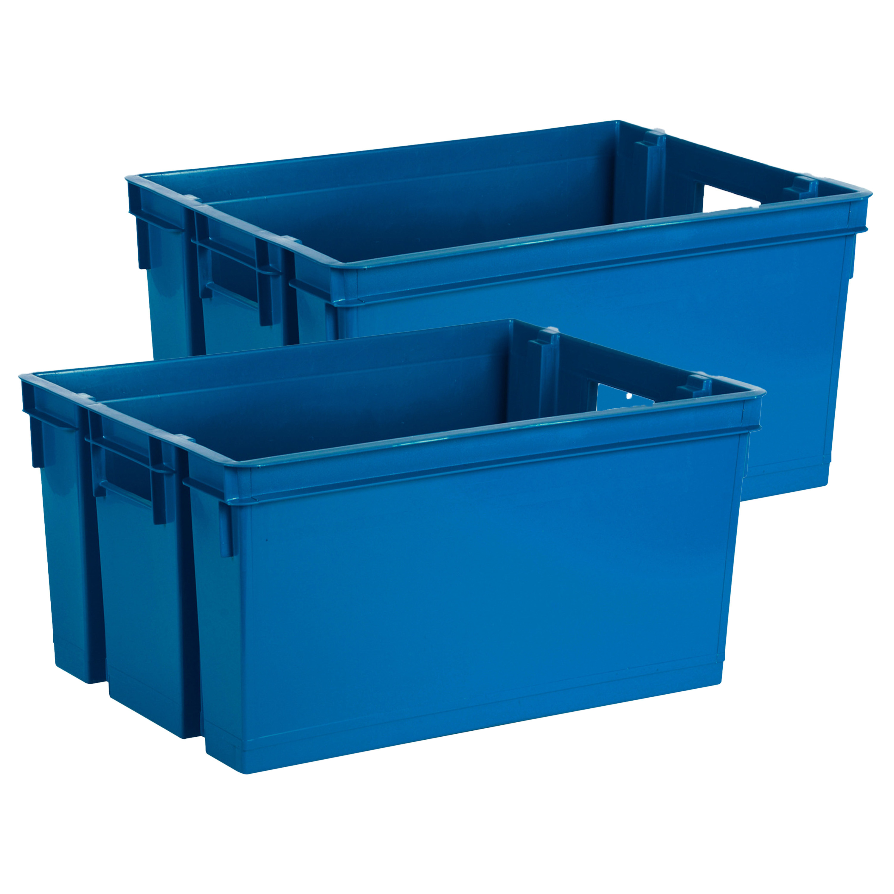 Opbergbox-opbergkrat 50 L 2x blauw kunststof 56 x 41 x 29 cm stapelbaar-nestbaar