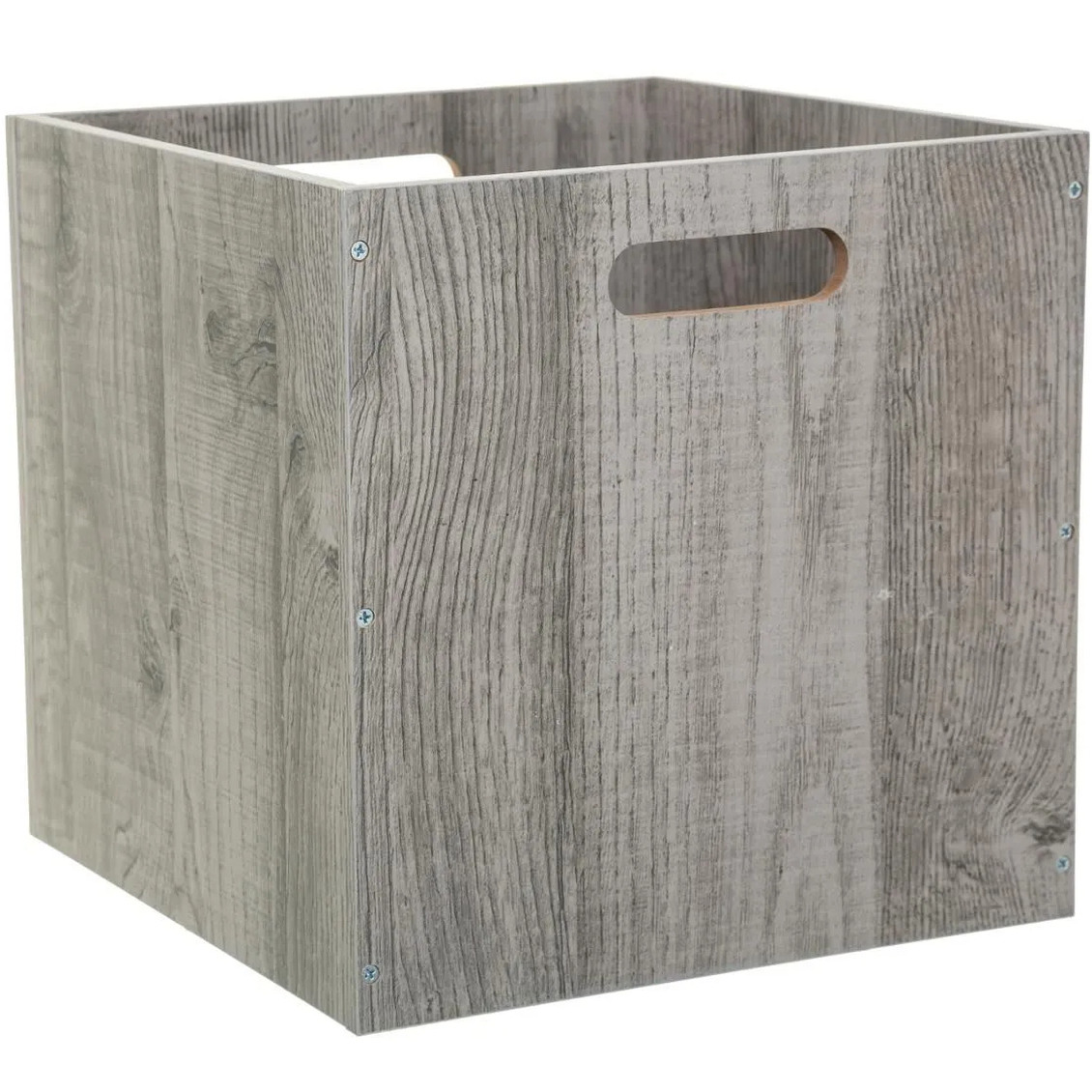 Opbergmand-kastmand 29 liter grijs-greywash van hout 31 x 31 x 31 cm