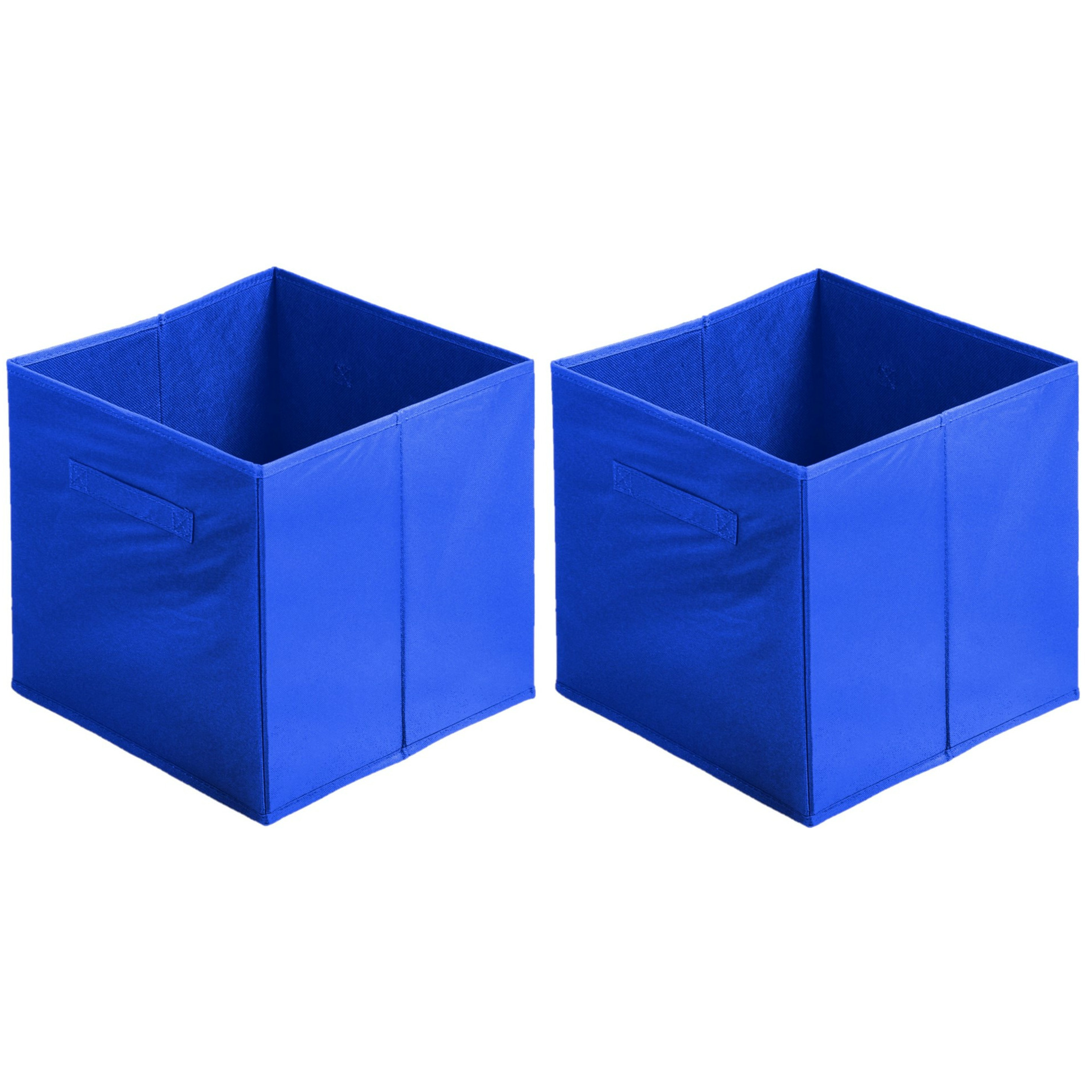 Opbergmand-kastmand Square Box 2x karton-kunststof 29 liter blauw 31 x 31 x 31 cm