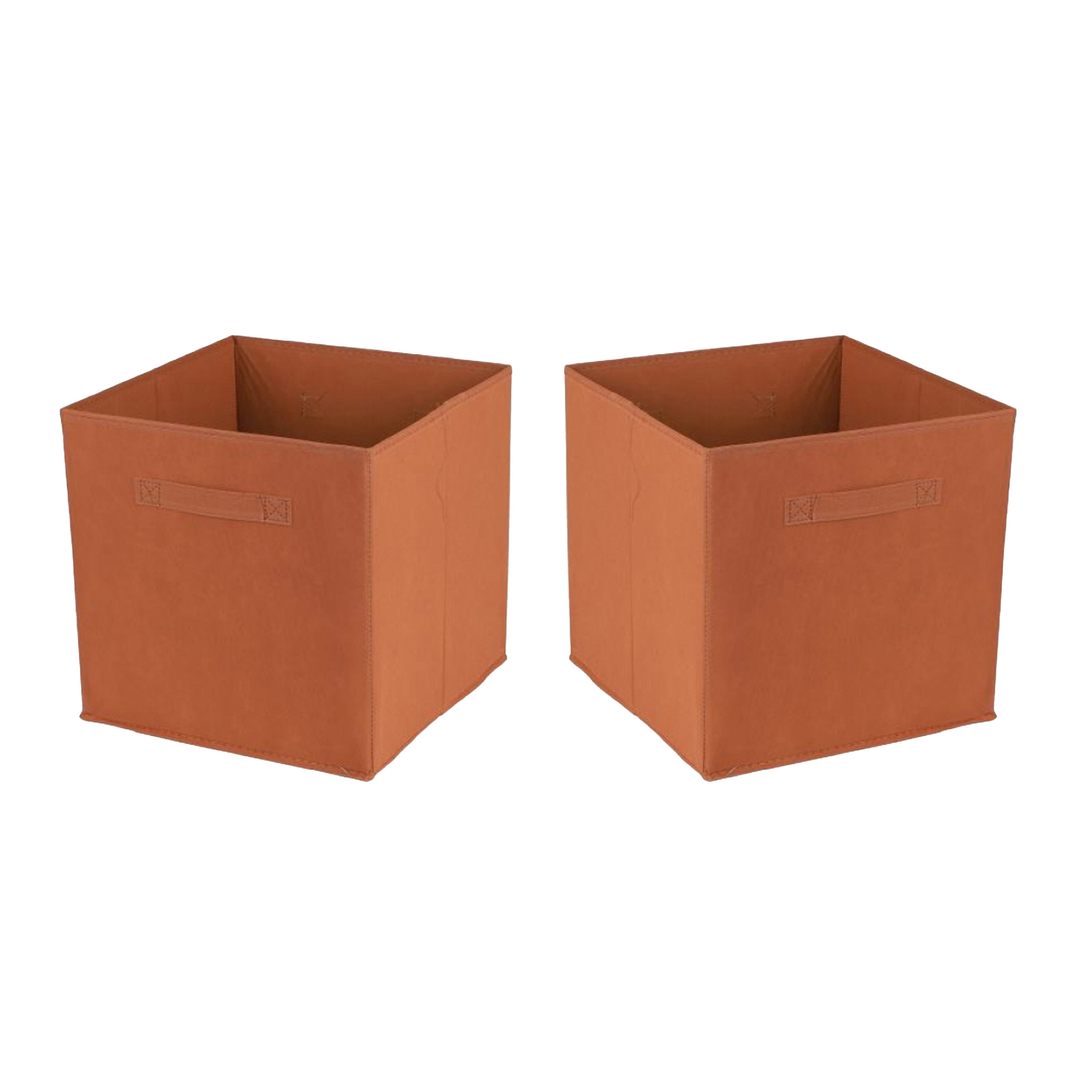Opbergmand-kastmand Square Box 2x karton-kunststof 29 liter oranje 31 x 31 x 31 cm