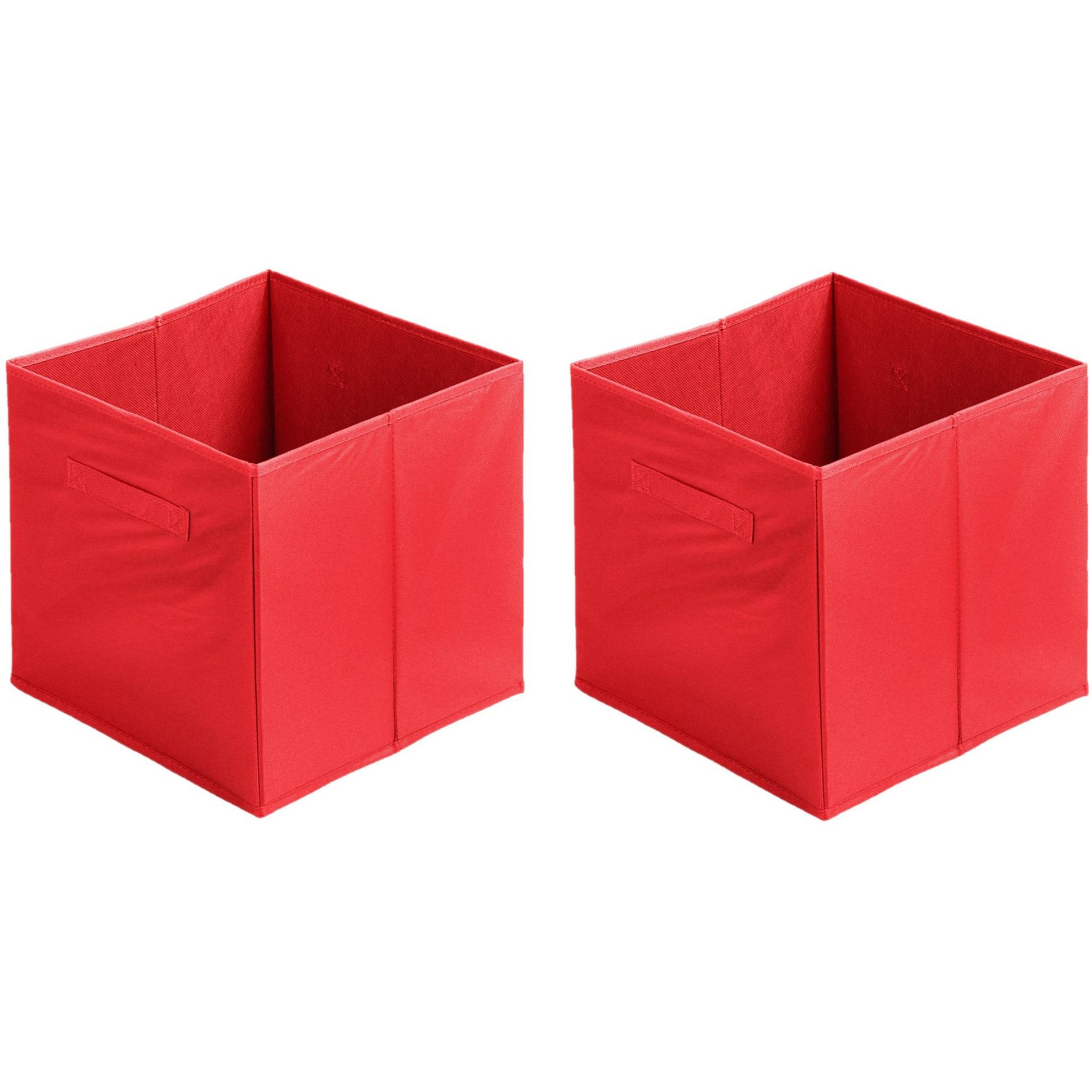 Opbergmand-kastmand Square Box 2x karton-kunststof 29 liter rood 31 x 31 x 31 cm
