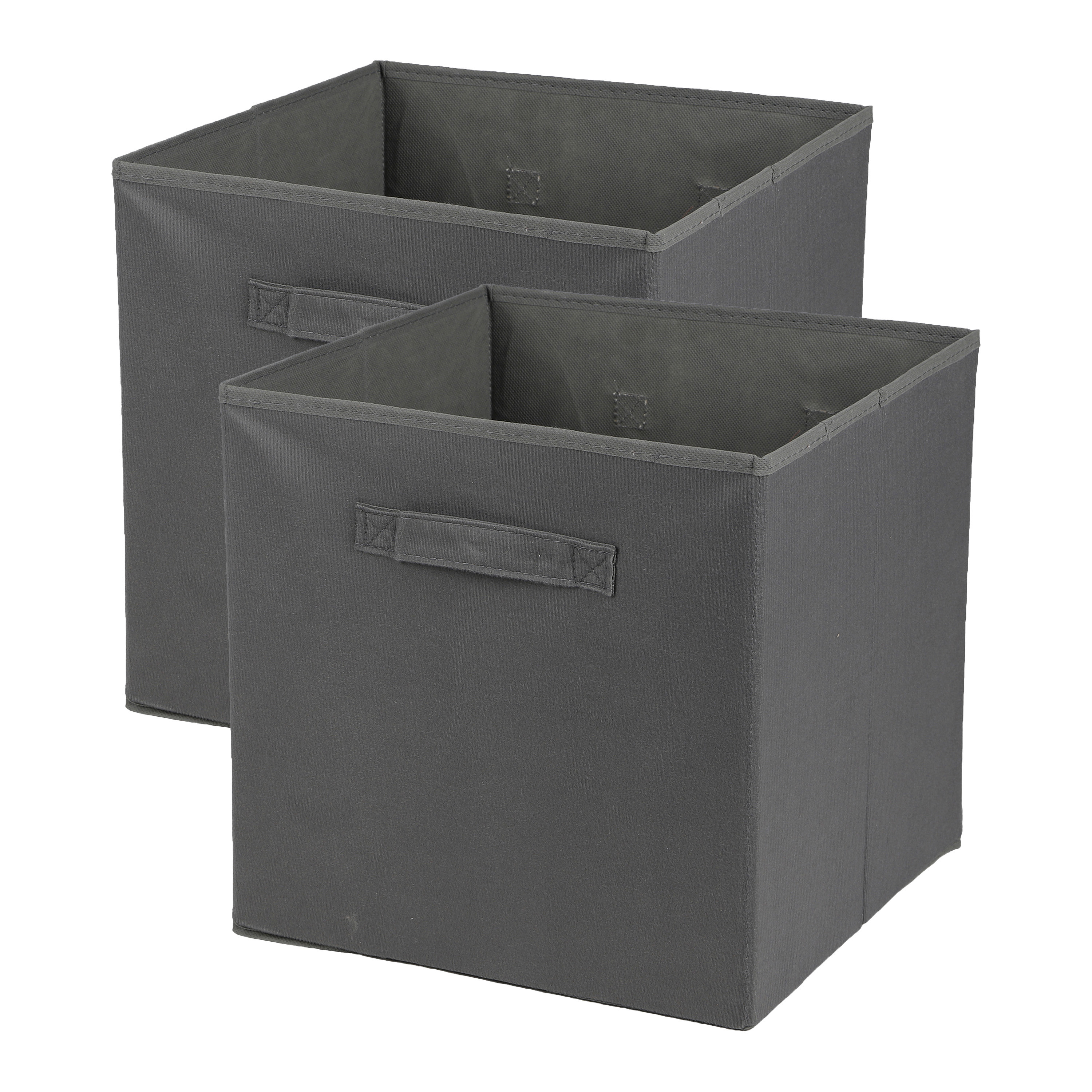 Opbergmand-kastmand Square Box 2x karton-kunststof 29 liter titanium grijs 31 x 31 x 31 cm