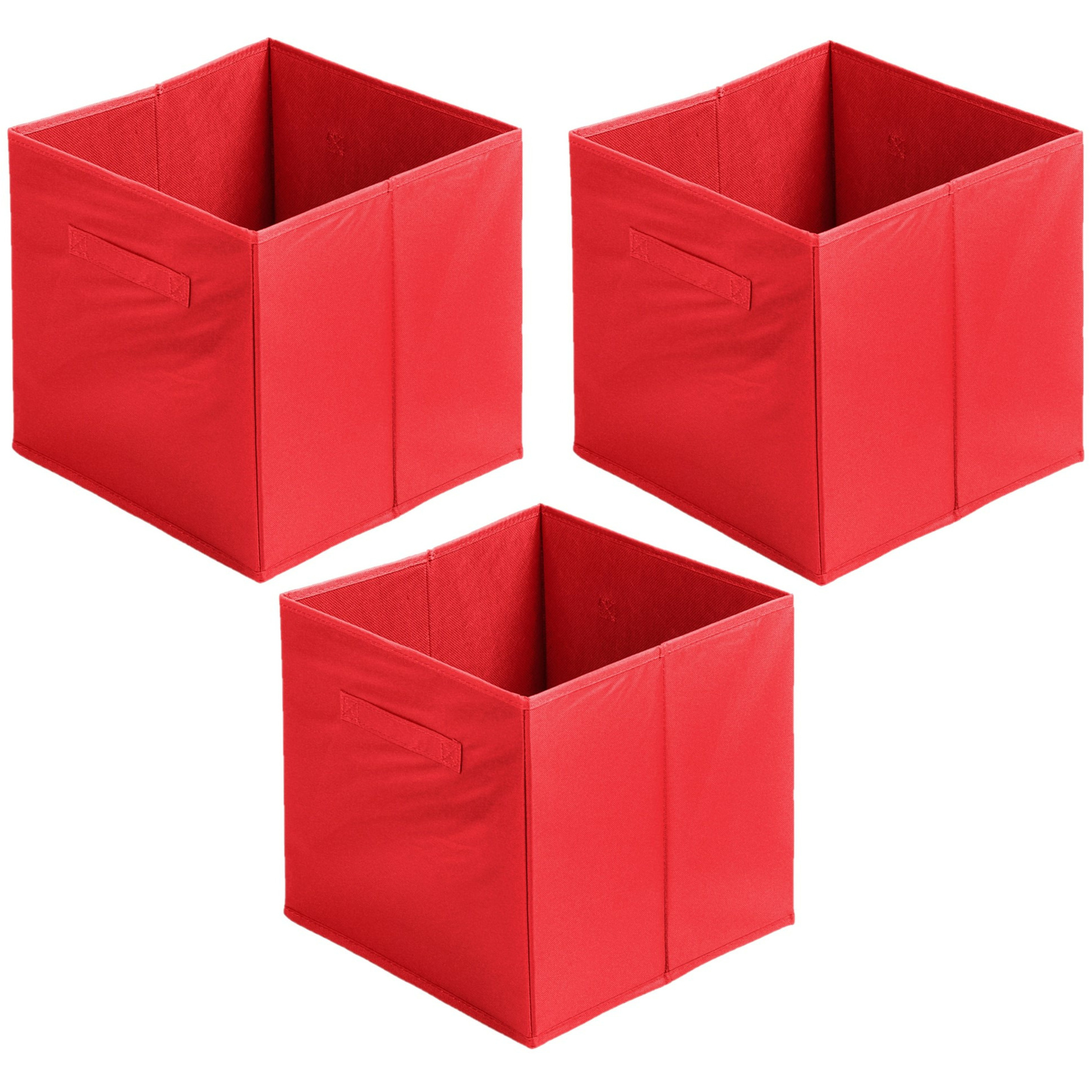 Opbergmand-kastmand Square Box 3x karton-kunststof 29 liter rood 31 x 31 x 31 cm