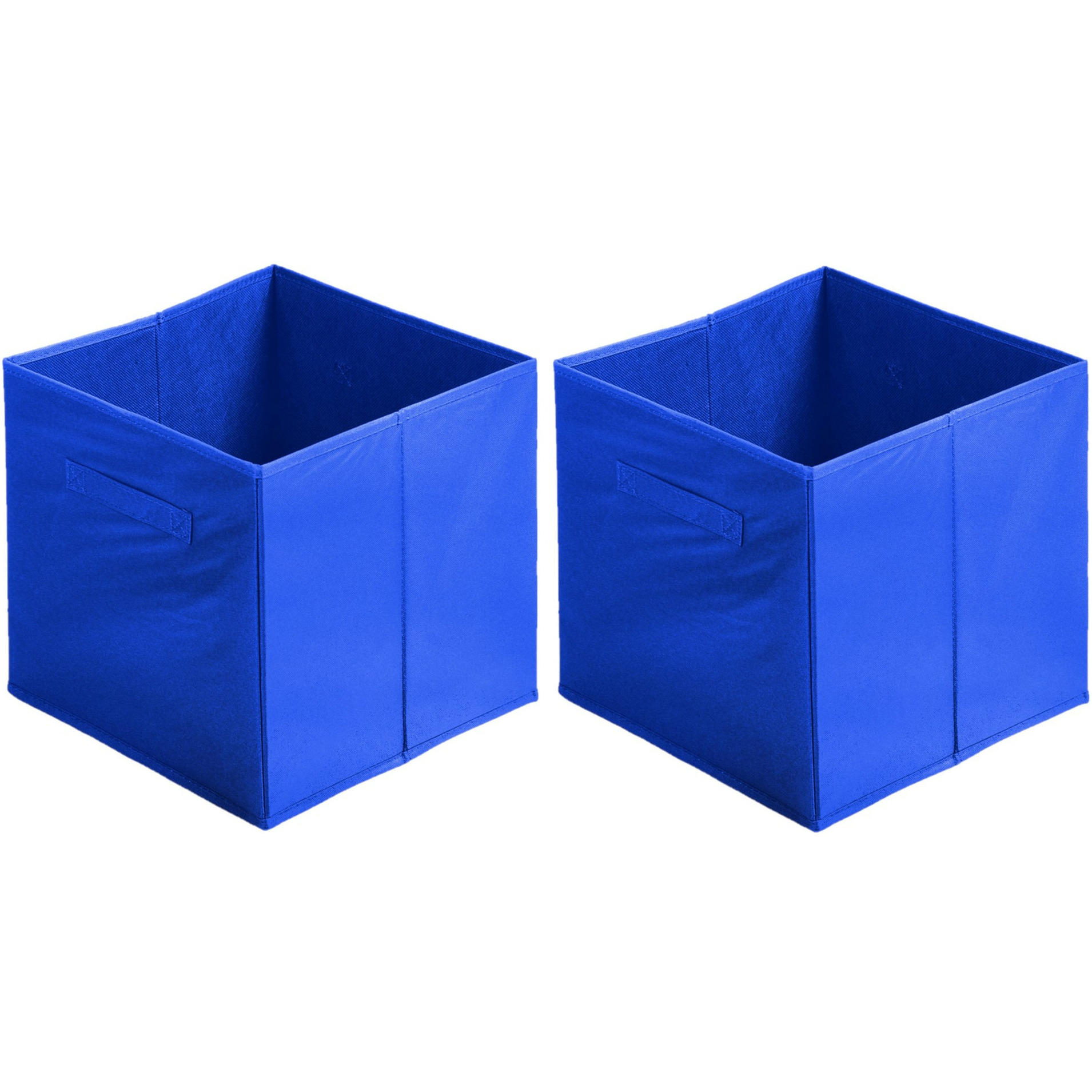 Opbergmand-kastmand Square Box 4x karton-kunststof 29 liter blauw 31 x 31 x 31 cm
