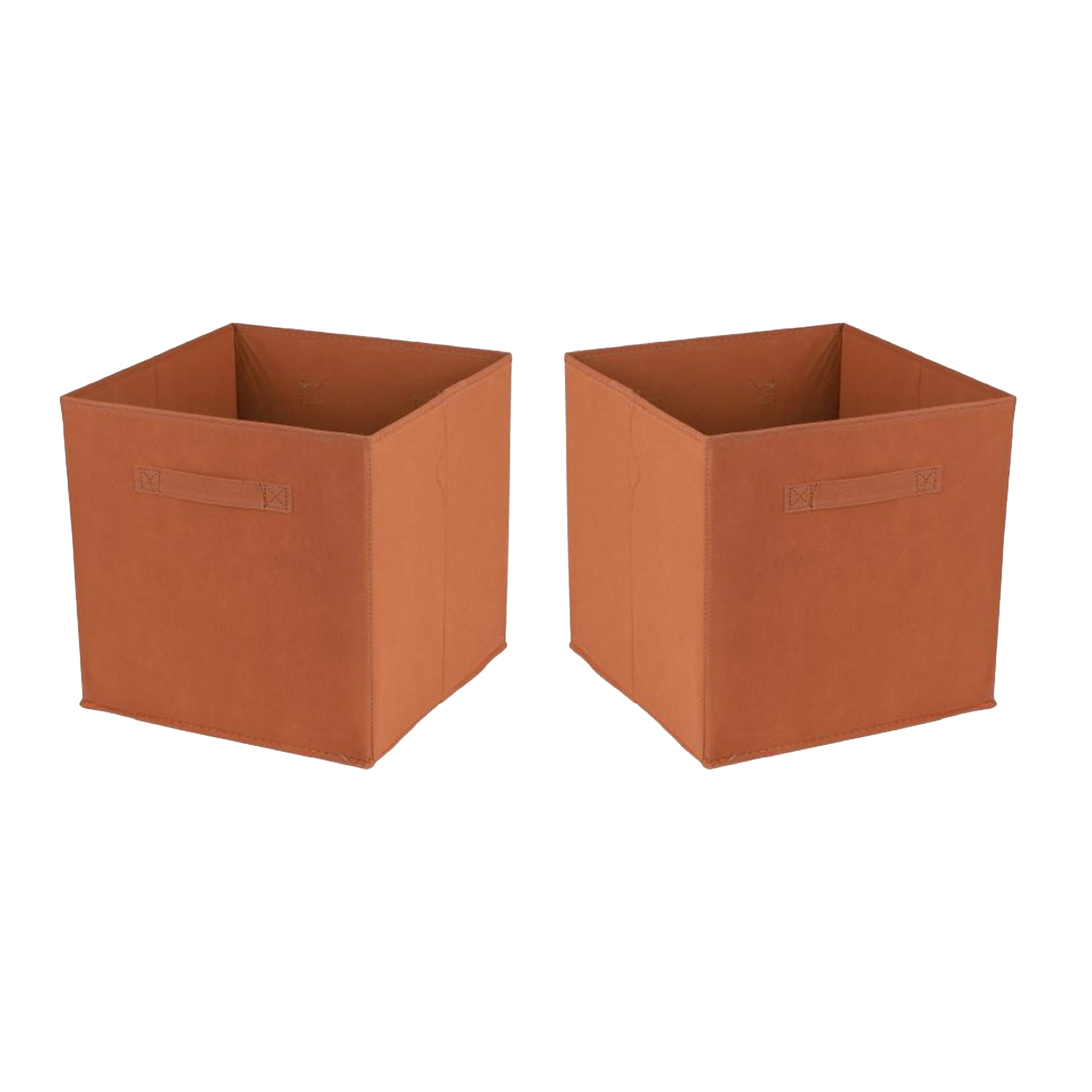 Opbergmand-kastmand Square Box 4x karton-kunststof 29 liter oranje 31 x 31 x 31 cm