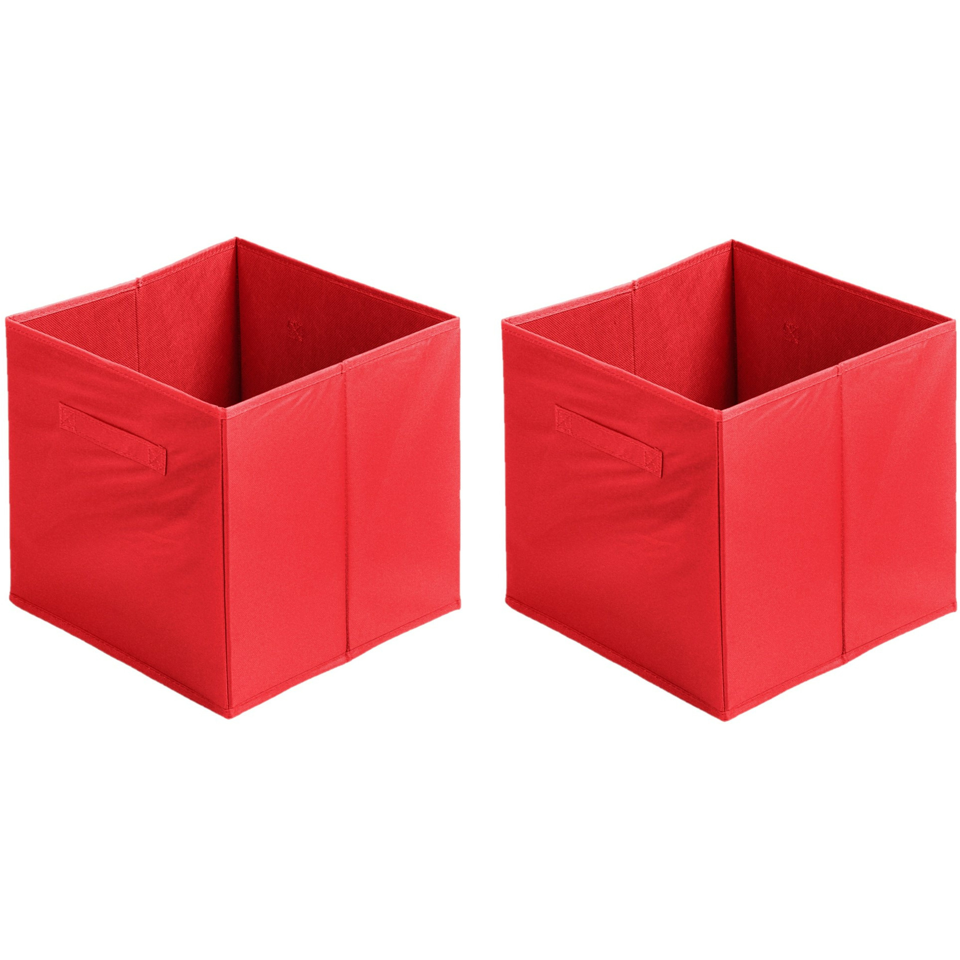Opbergmand-kastmand Square Box 4x karton-kunststof 29 liter rood 31 x 31 x 31 cm