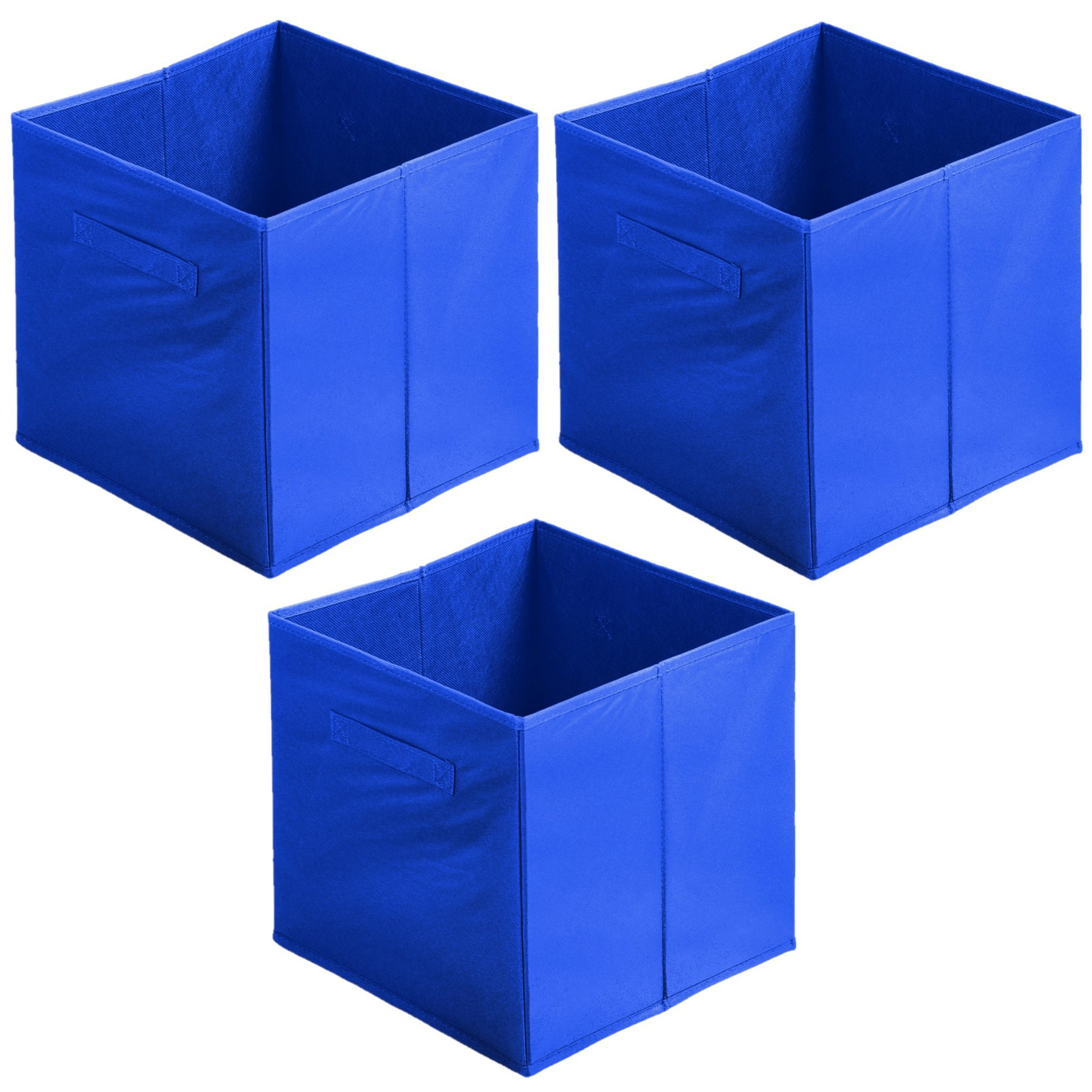 Opbergmand-kastmand Square Box 6x karton-kunststof 29 liter blauw 31 x 31 x 31 cm