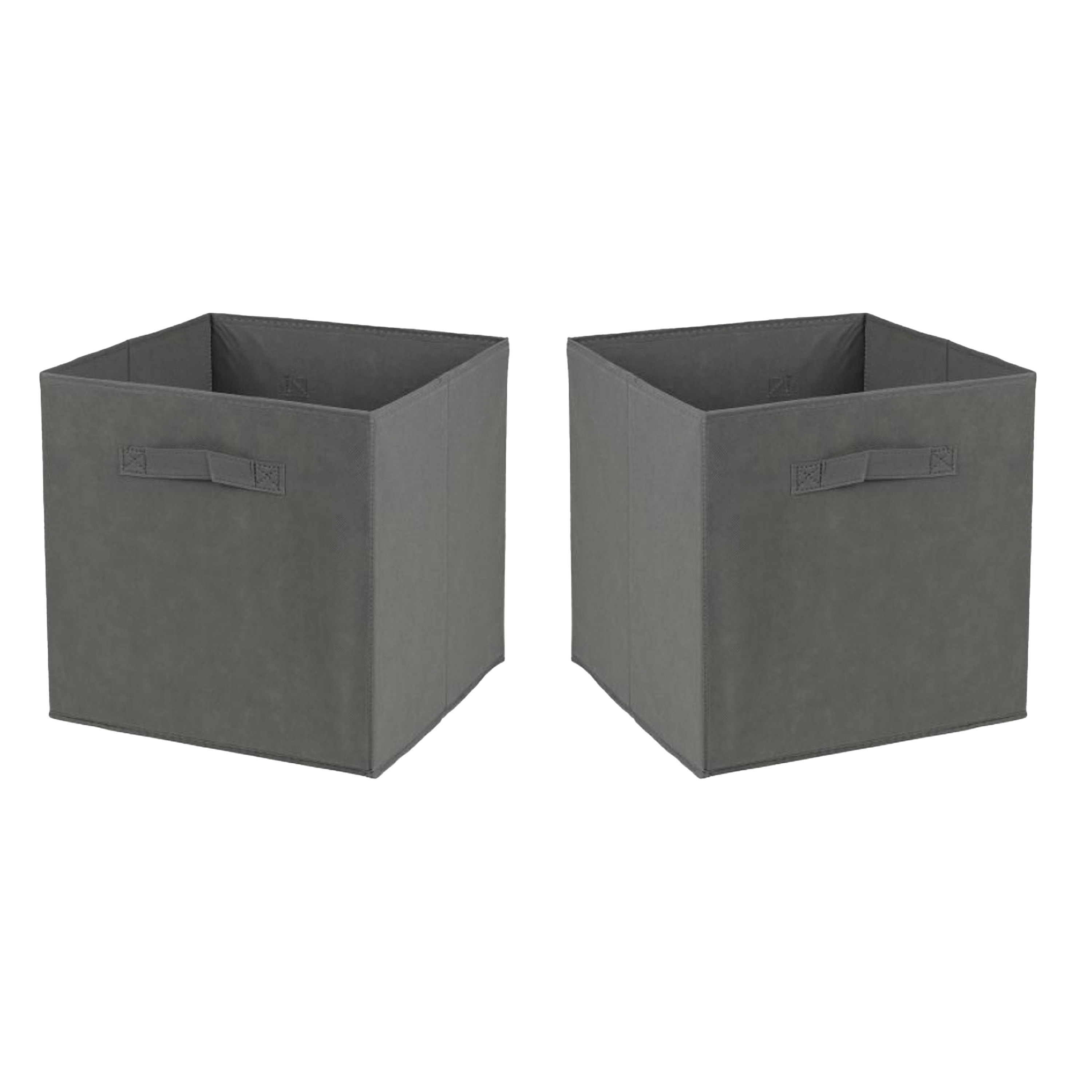 Opbergmand-kastmand Square Box 6x karton-kunststof 29 liter donker grijs 31 x 31 x 31 cm
