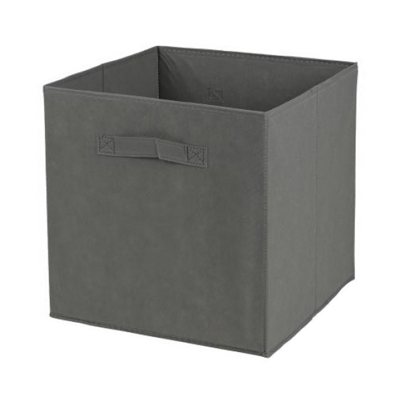 Opbergmand-kastmand Square Box karton-kunststof 29 liter donker grijs 31 x 31 x 31 cm